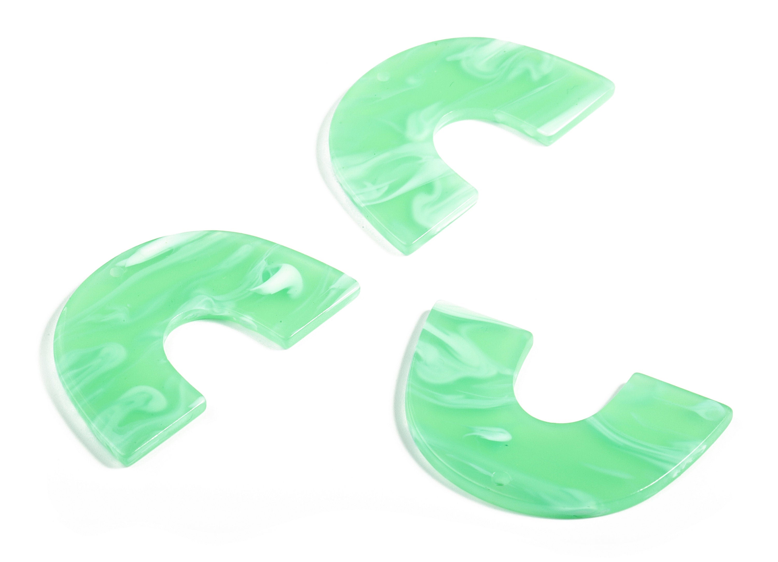 Acrylic Semicircle Earring Charms - Acrylic Green U Pendant Finding - Jewelry Supplies - Color Code:A610 – 40.12x25.77x2.54mm - AC2018-A610 - DOMEDBAZAAR