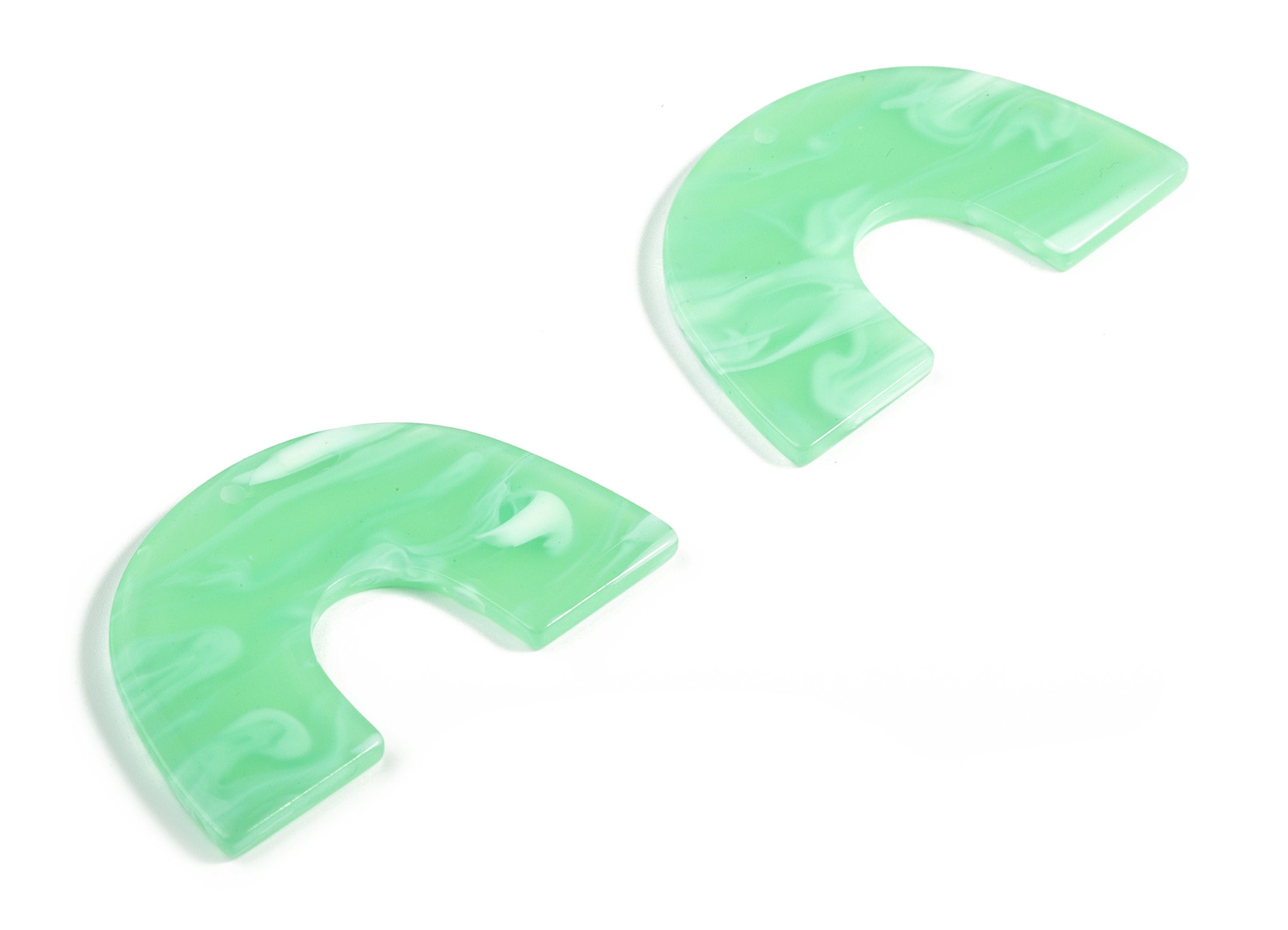 Acrylic Semicircle Earring Charms - Acrylic Green U Pendant Finding - Jewelry Supplies - Color Code:A610 – 40.12x25.77x2.54mm - AC2018-A610 - DOMEDBAZAAR