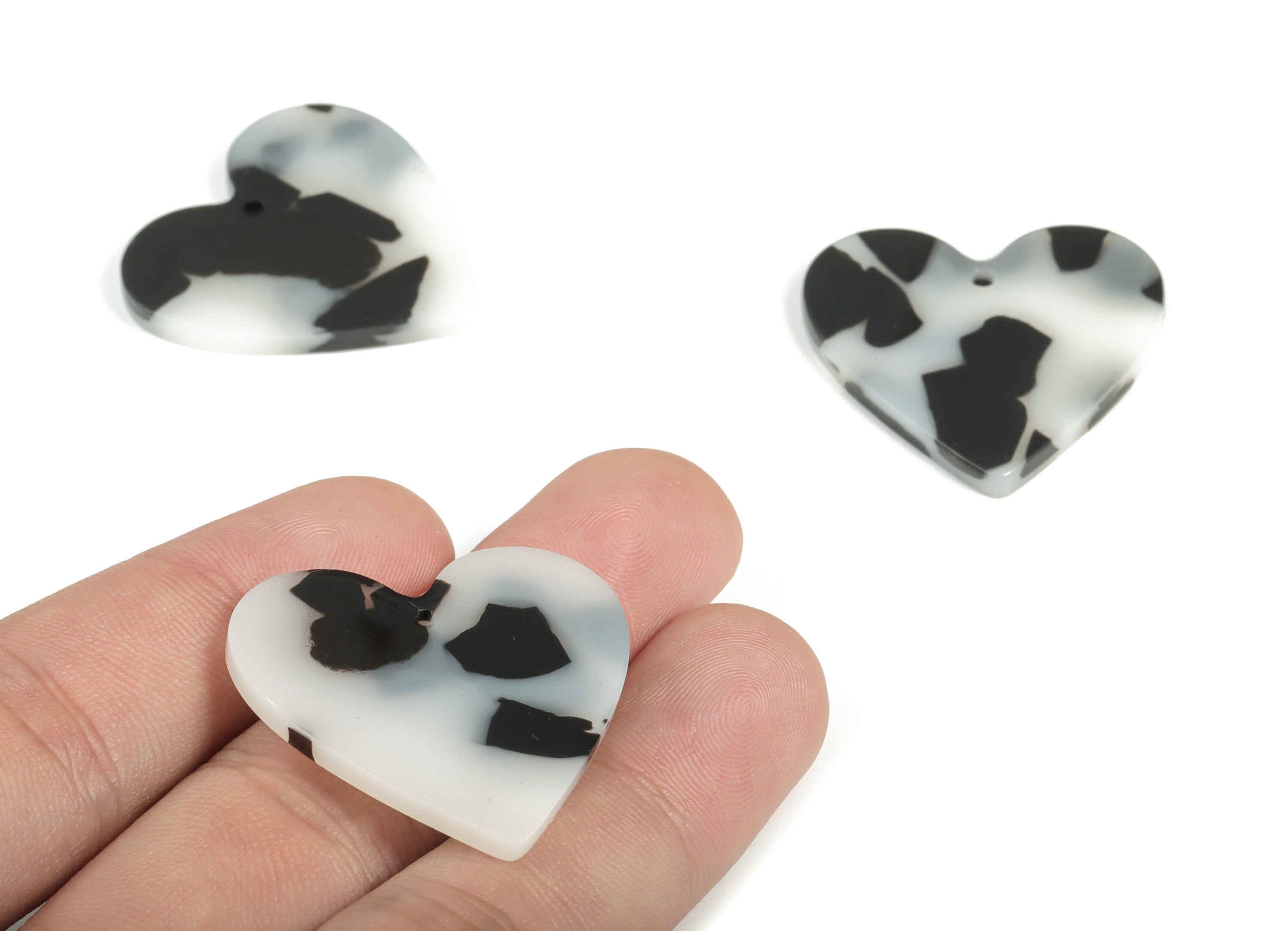 Acrylic Heart Earring Charms - Heart Pendant - Earring Findings - Jewelry Supplies - Color Code: A616 - 31.76x31.29x2.9mm - AC1431-A616 - DOMEDBAZAAR