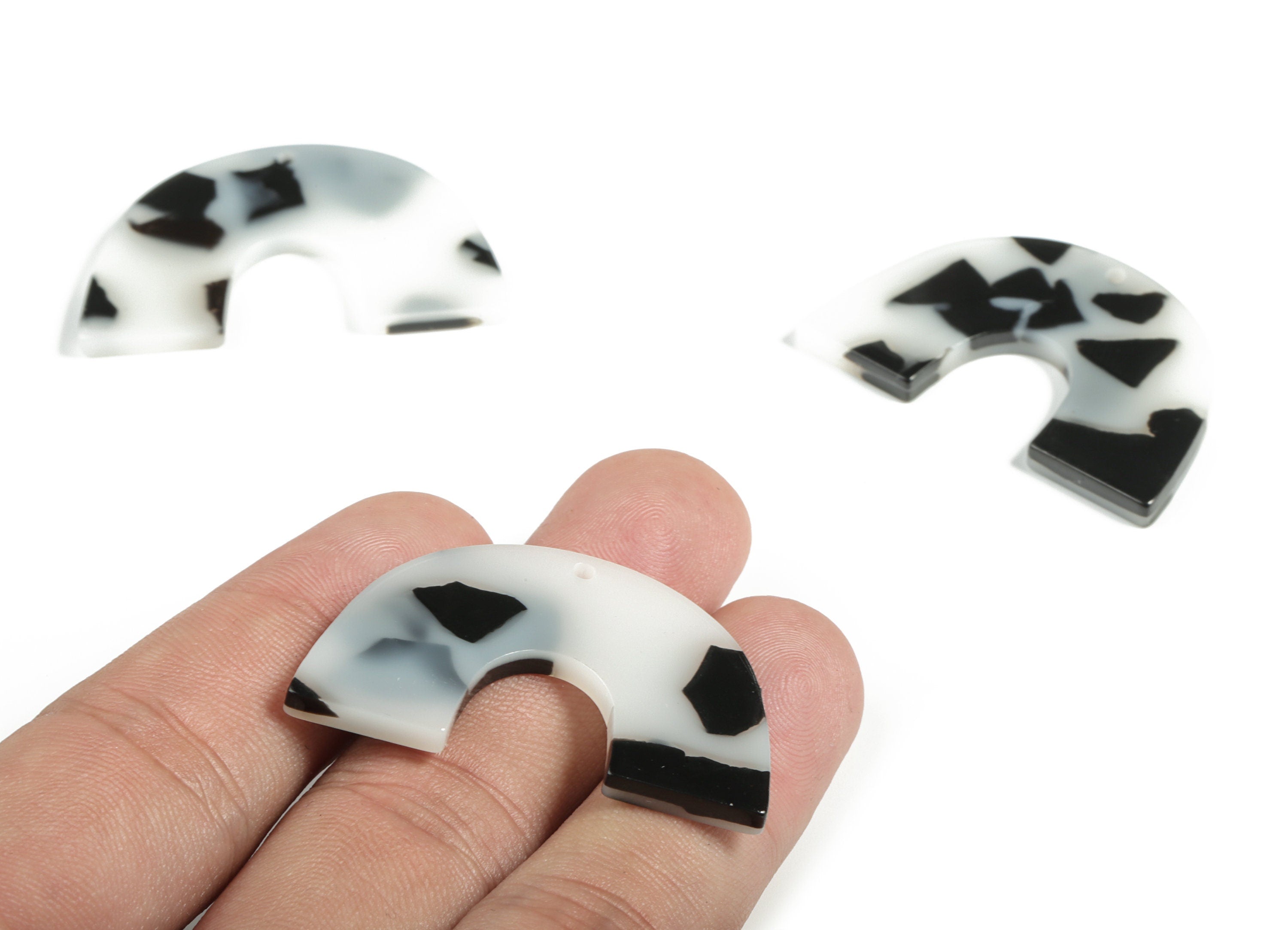 Acrylic Semicircle Earring Charms - Acrylic U Pendant Findings - Jewelry Supplies - Color Code:A616 – 40.35x25.48x2.97mm - AC2018-A616 - DOMEDBAZAAR