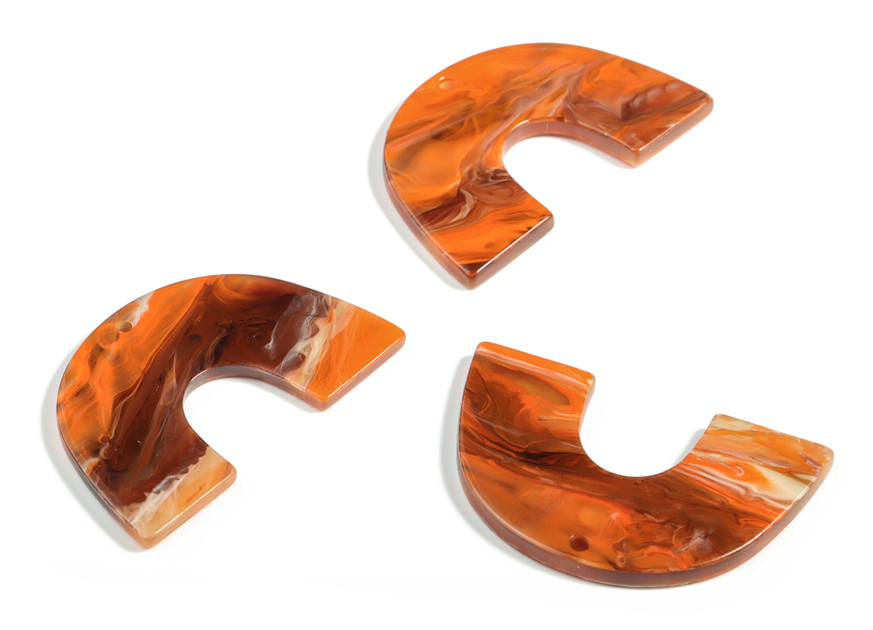 Acrylic Semicircle Earring Charms - Acrylic U Pendant - Jewelry Making Supplies - Color Code:A622 - 40.09x25.57x2.81mm - AC2018-A622 - DOMEDBAZAAR