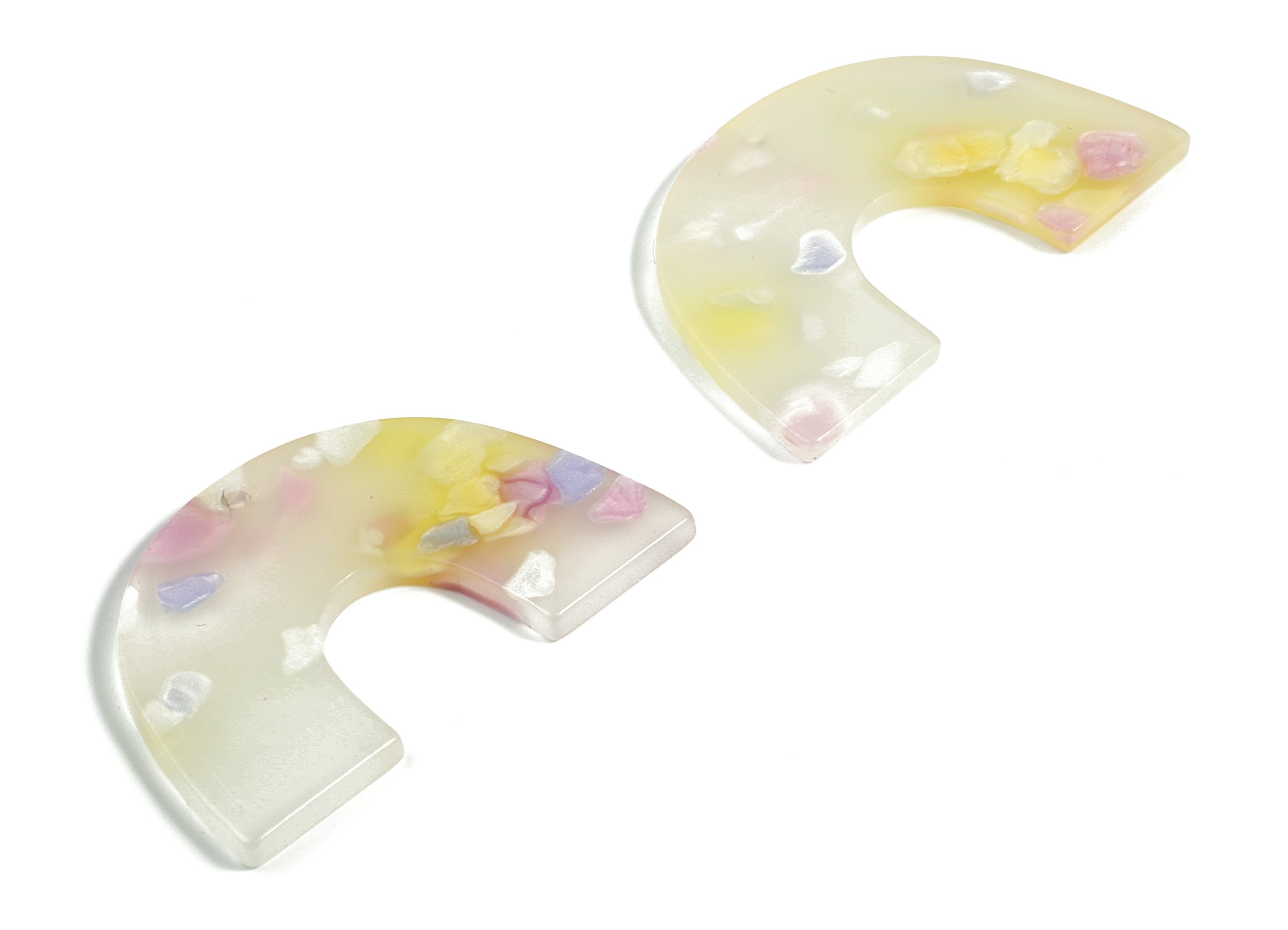 Acrylic Semicircle Earring Charm- Acrylic U Pendant - Earring Finding - Jewelry Supplies -Color Code:A596 –40.25x25.69x2.51mm - AC2018-A596 - DOMEDBAZAAR