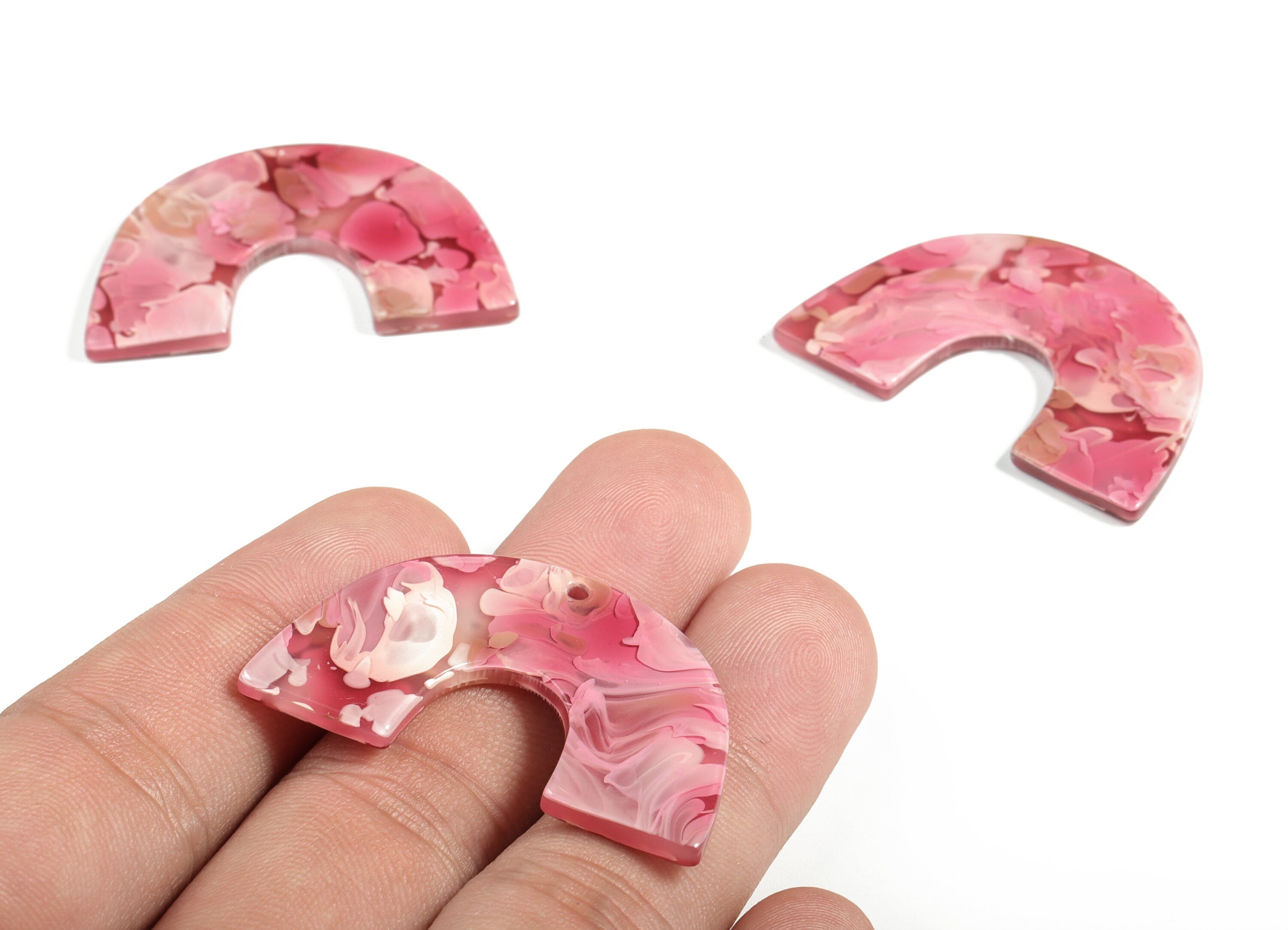 Acrylic Semicircle Earring Charms - Acrylic U Pendant-U Earring - Jewelry Supplies - Color Code:A632 - 40.17x25.77x2.59mm - AC2018-A632 - DOMEDBAZAAR