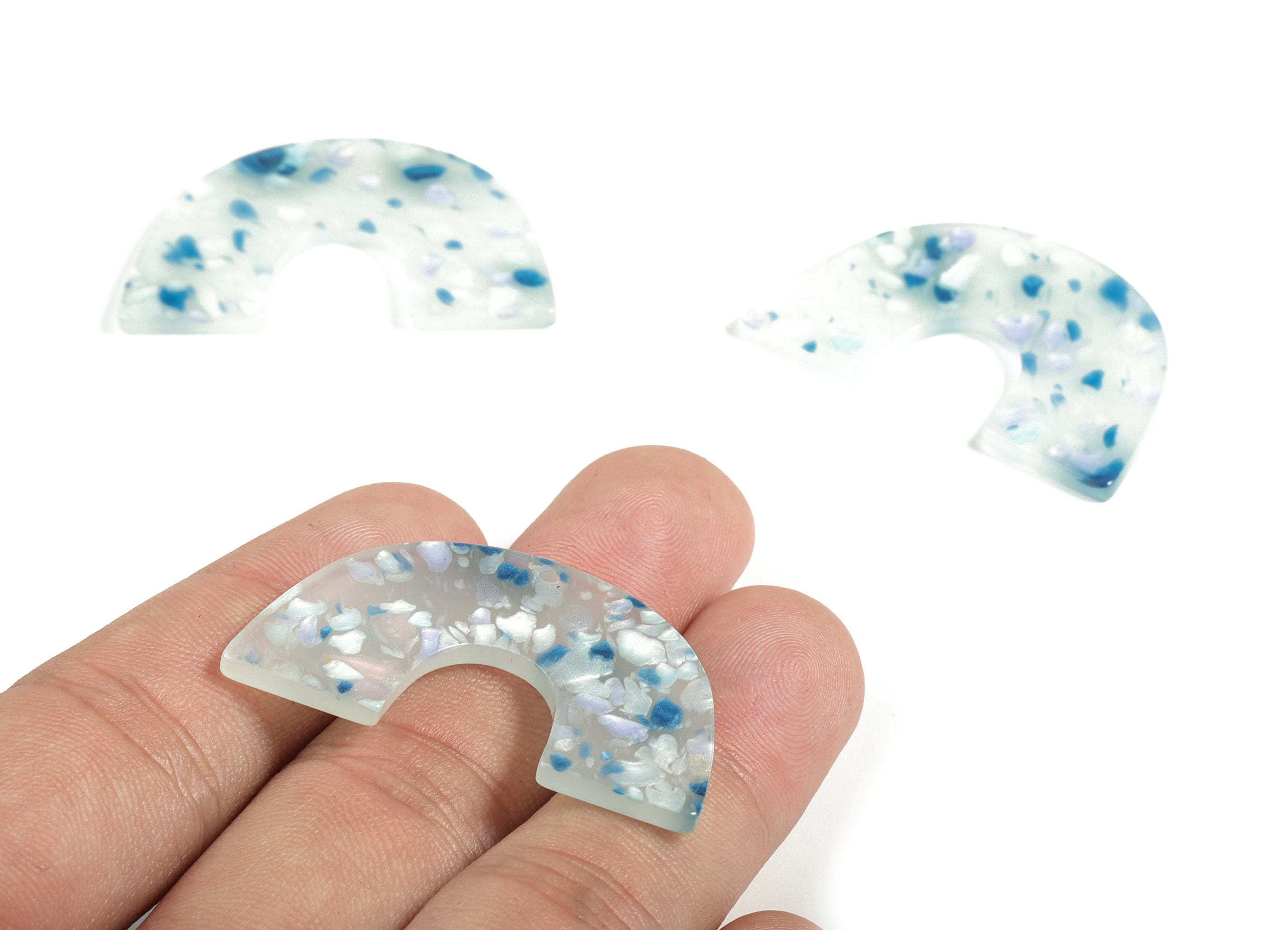 Acrylic Semicircle Earring Charms - Acrylic U Pendant Findings - Jewelry Supplies - Color Code:A605 – 40.17x25.69x2.40mm - AC2018-A605 - DOMEDBAZAAR