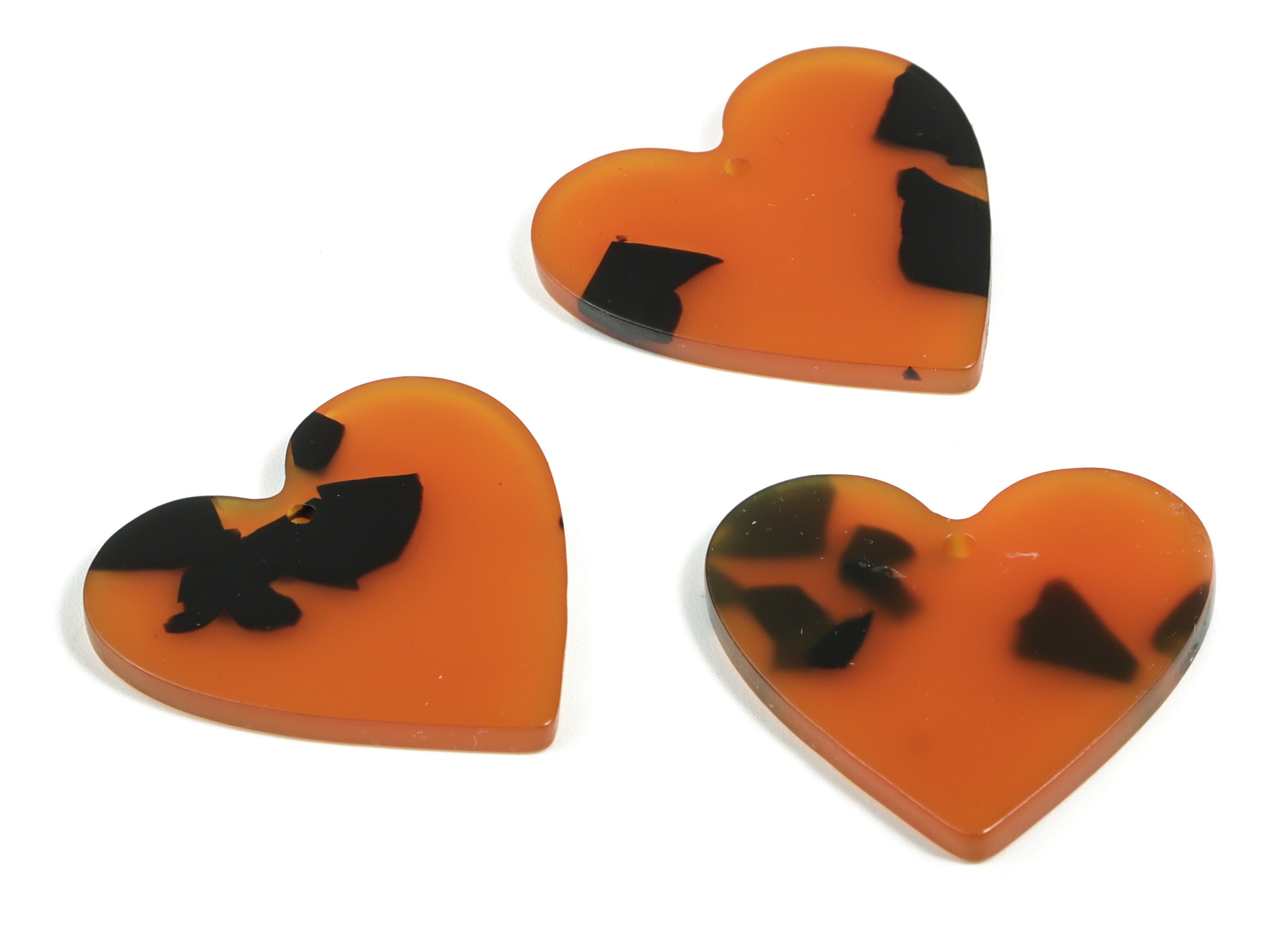 Acrylic Heart Earring Charms - Heart Pendant - Tortoise Shell Earring - Jewelry Supplies - Color Code: A623 - 31.63x31.3x2.6mm - AC1431-A623 - DOMEDBAZAAR