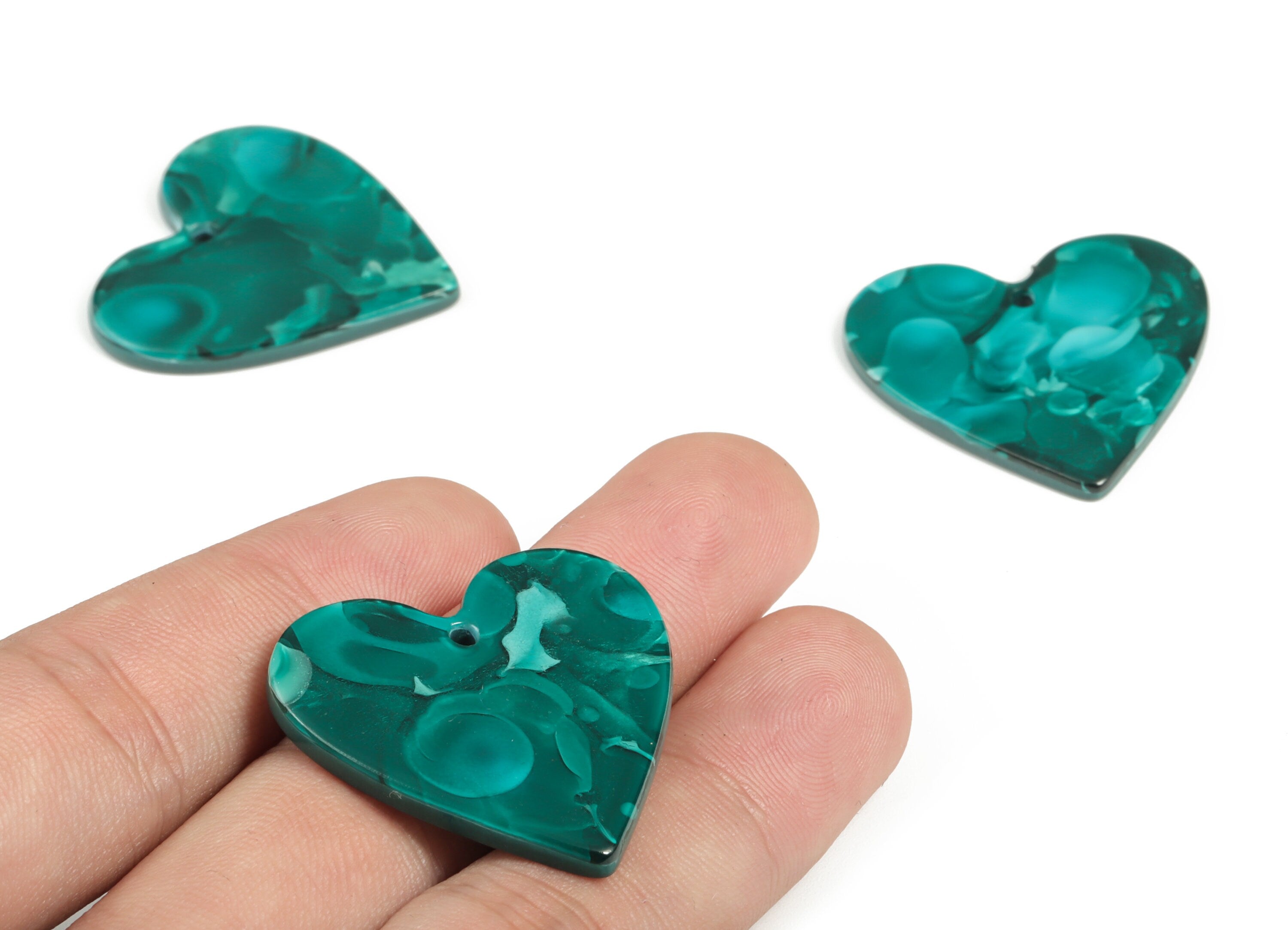 Acrylic Heart Earring Charms - Heart Pendant - Earring Findings - Jewelry Supplies - Color Code: A624 - 31.89x21.48x2.87mm - AC1431-A624 - DOMEDBAZAAR