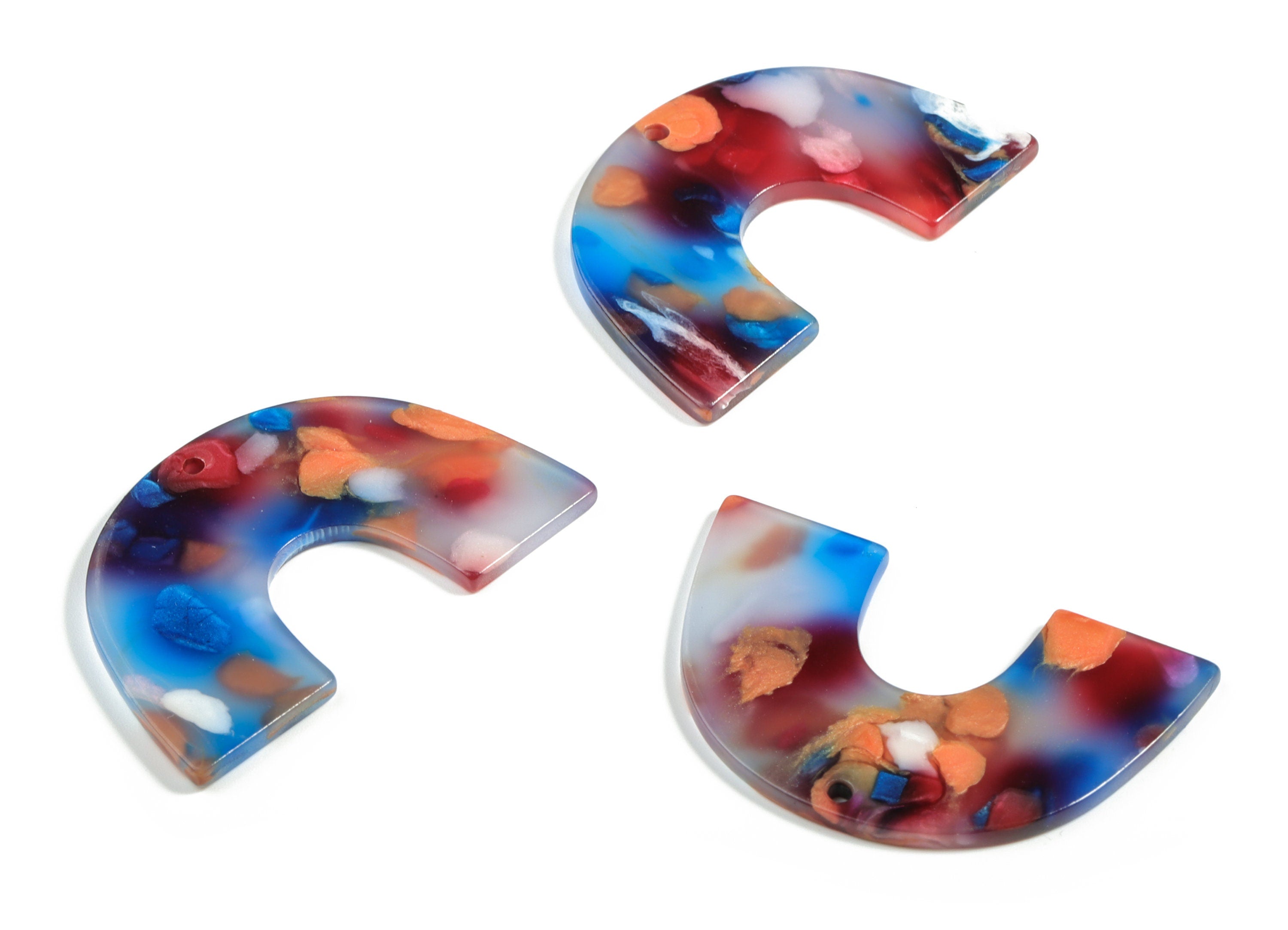 Acrylic Semicircle Earring Charms - Acrylic U Pendant Findings - Jewelry Supplies - Color Code:A608 – 40.28x25.67x2.25mm - AC2018-A608 - DOMEDBAZAAR