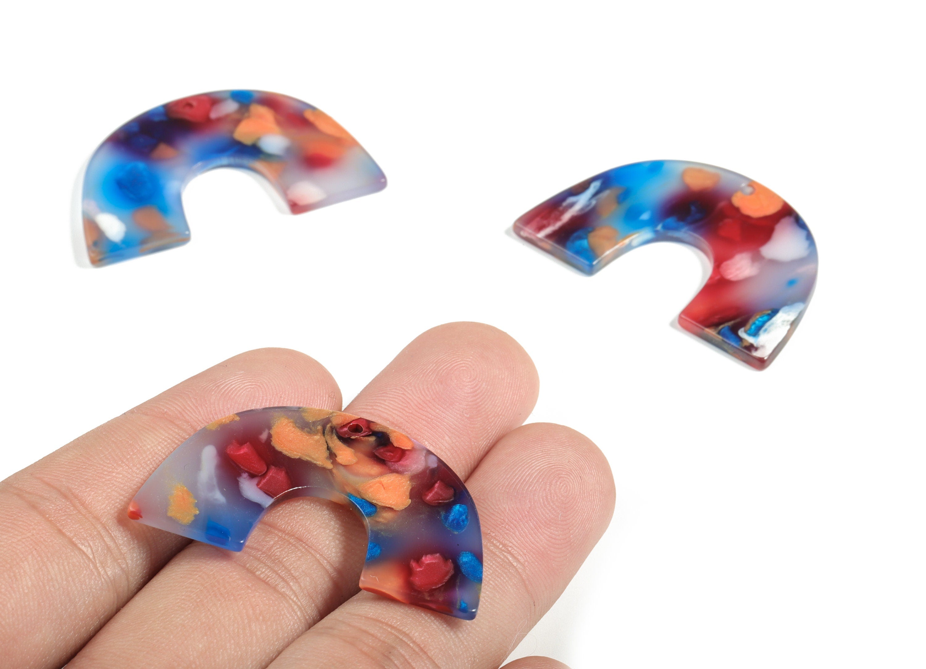 Acrylic Semicircle Earring Charms - Acrylic U Pendant Findings - Jewelry Supplies - Color Code:A608 – 40.28x25.67x2.25mm - AC2018-A608 - DOMEDBAZAAR