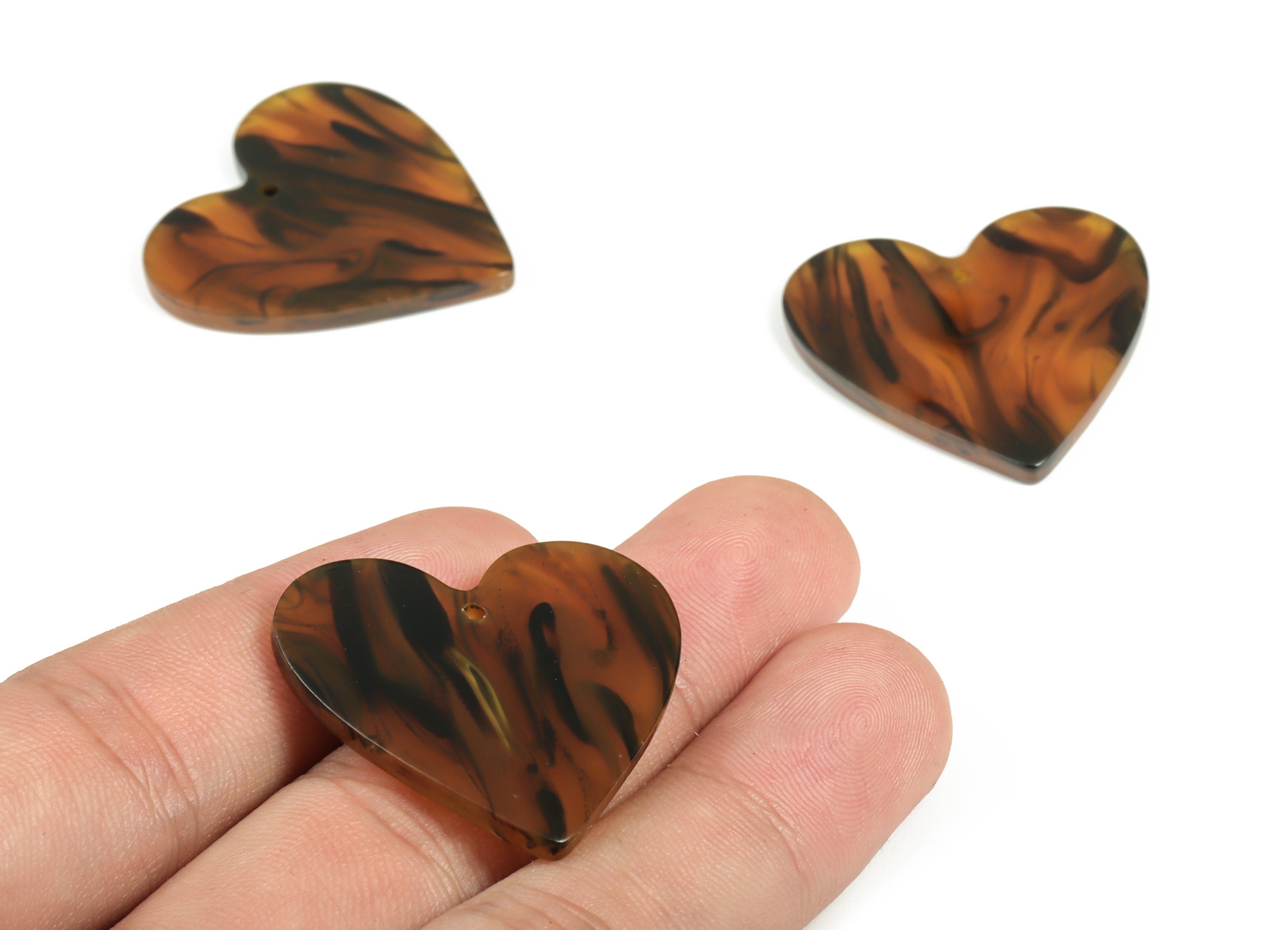 Acrylic Heart Earring Charms - Heart Pendant - Earring Findings - Jewelry Supplies - Color Code: A625 - 31.81x31.29x2.6mm - AC1431-A625 - DOMEDBAZAAR
