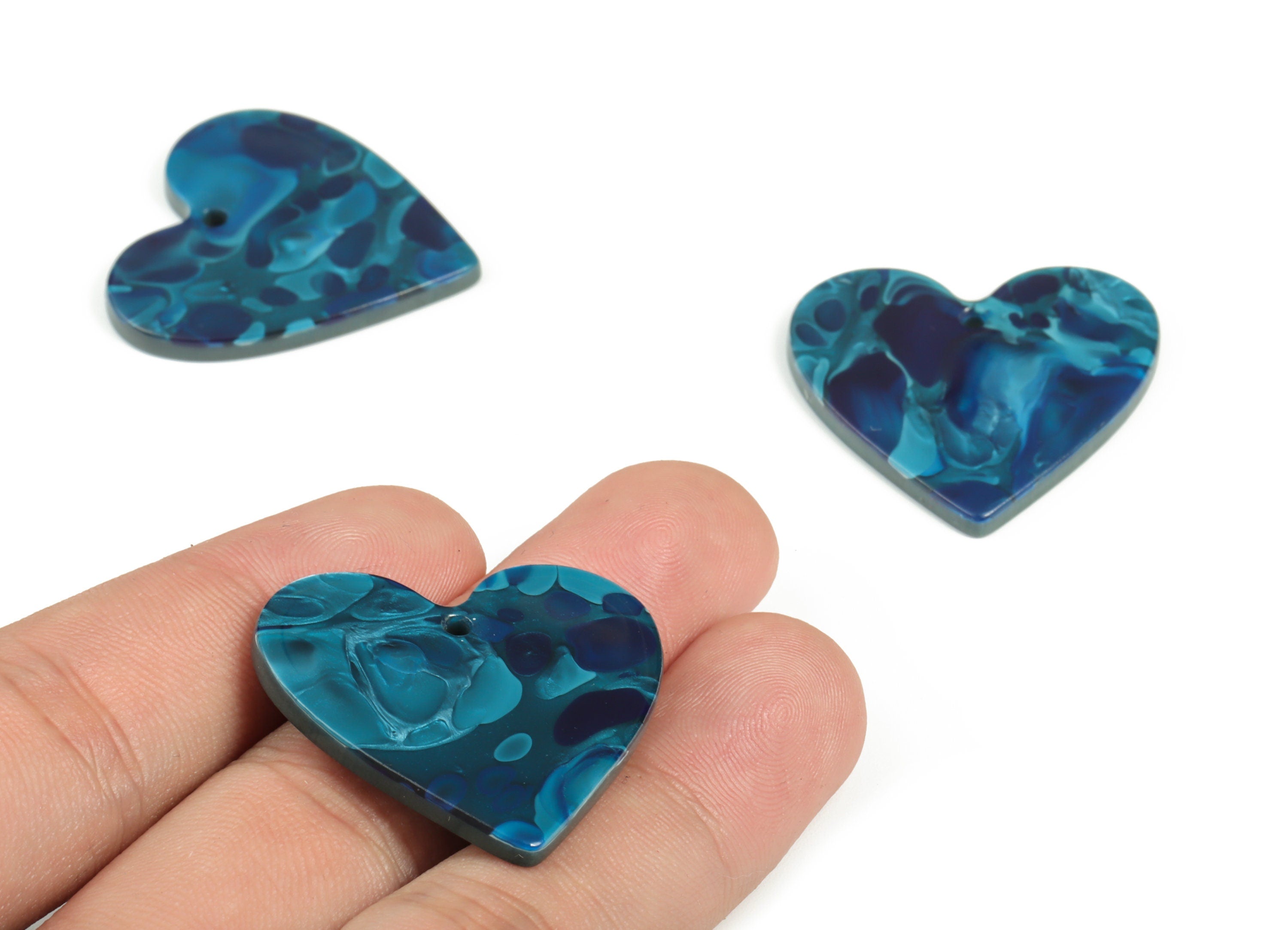Acrylic Heart Earring Charms - Heart Pendant - Earring Findings - Jewelry Supplies - Color Code: A631 - 31.73x31.23x2.12mm - AC1431-A631 - DOMEDBAZAAR