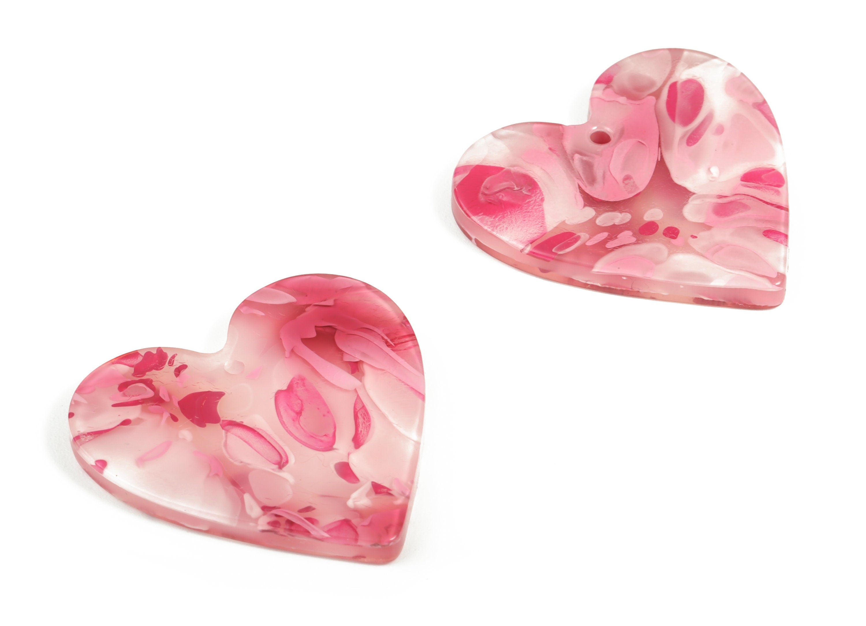 Acrylic Heart Earring Charms - Heart Pendant - Earring Findings - Jewelry Supplies - Color Code: A633 - 31.84x31.2x2.9mm - AC1431-A633 - DOMEDBAZAAR