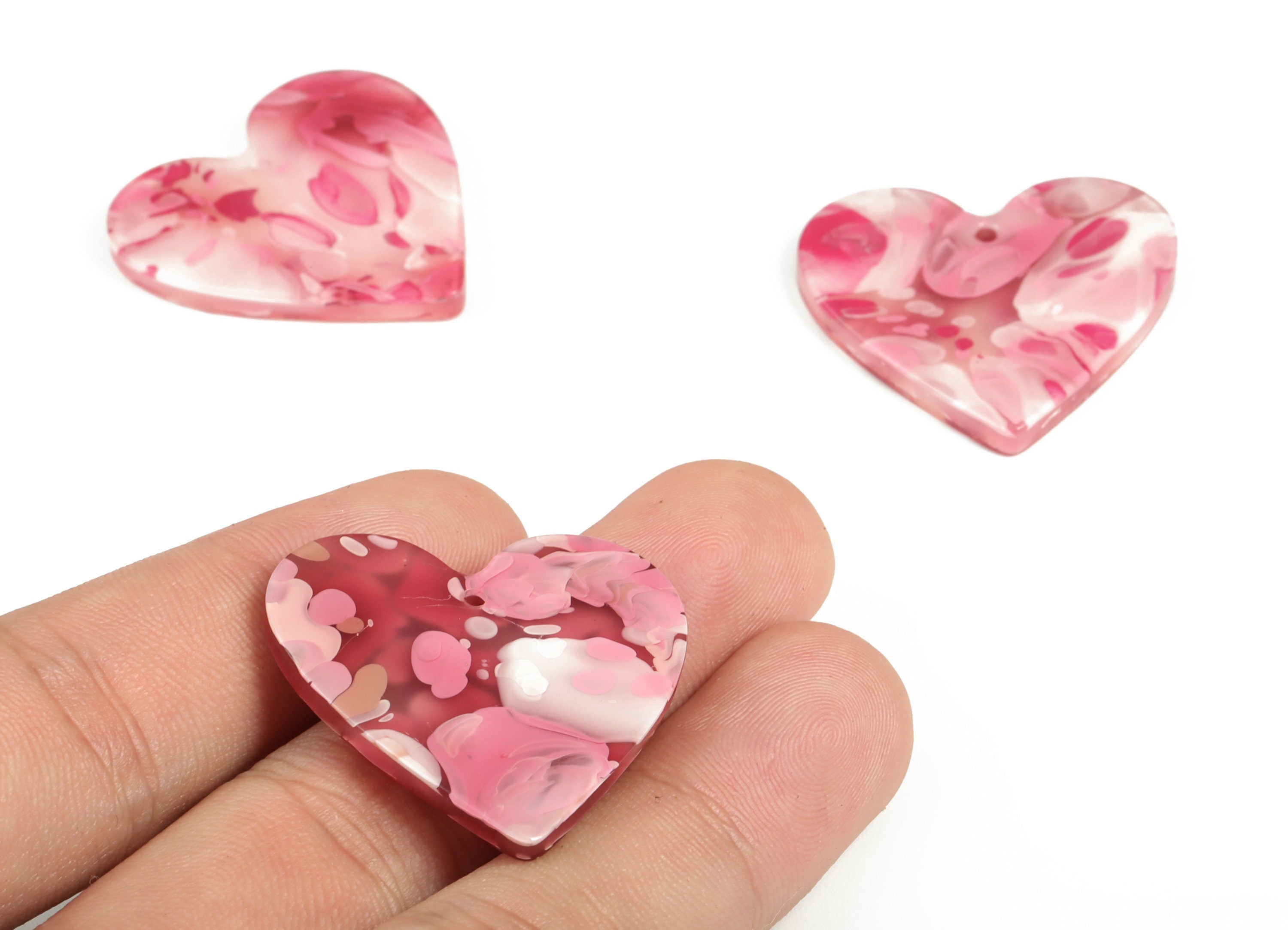 Acrylic Heart Earring Charms - Heart Pendant - Earring Findings - Jewelry Supplies - Color Code: A633 - 31.84x31.2x2.9mm - AC1431-A633 - DOMEDBAZAAR