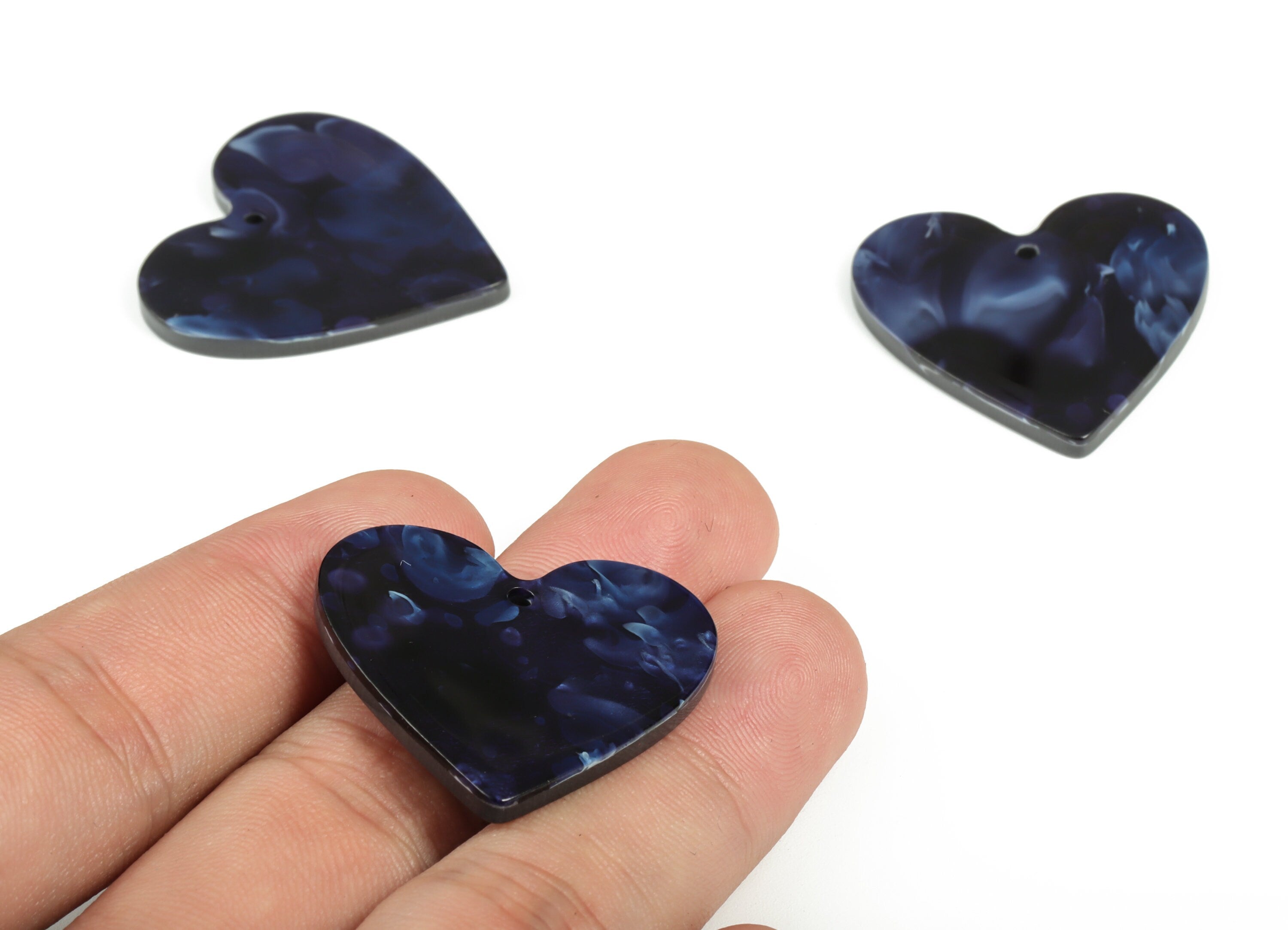 Acrylic Heart Earring Charms - Heart Pendant - Earring Findings - Jewelry Supplies - Color Code: A634 - 31.46x31.21x2.39mm - AC1431-A634 - DOMEDBAZAAR