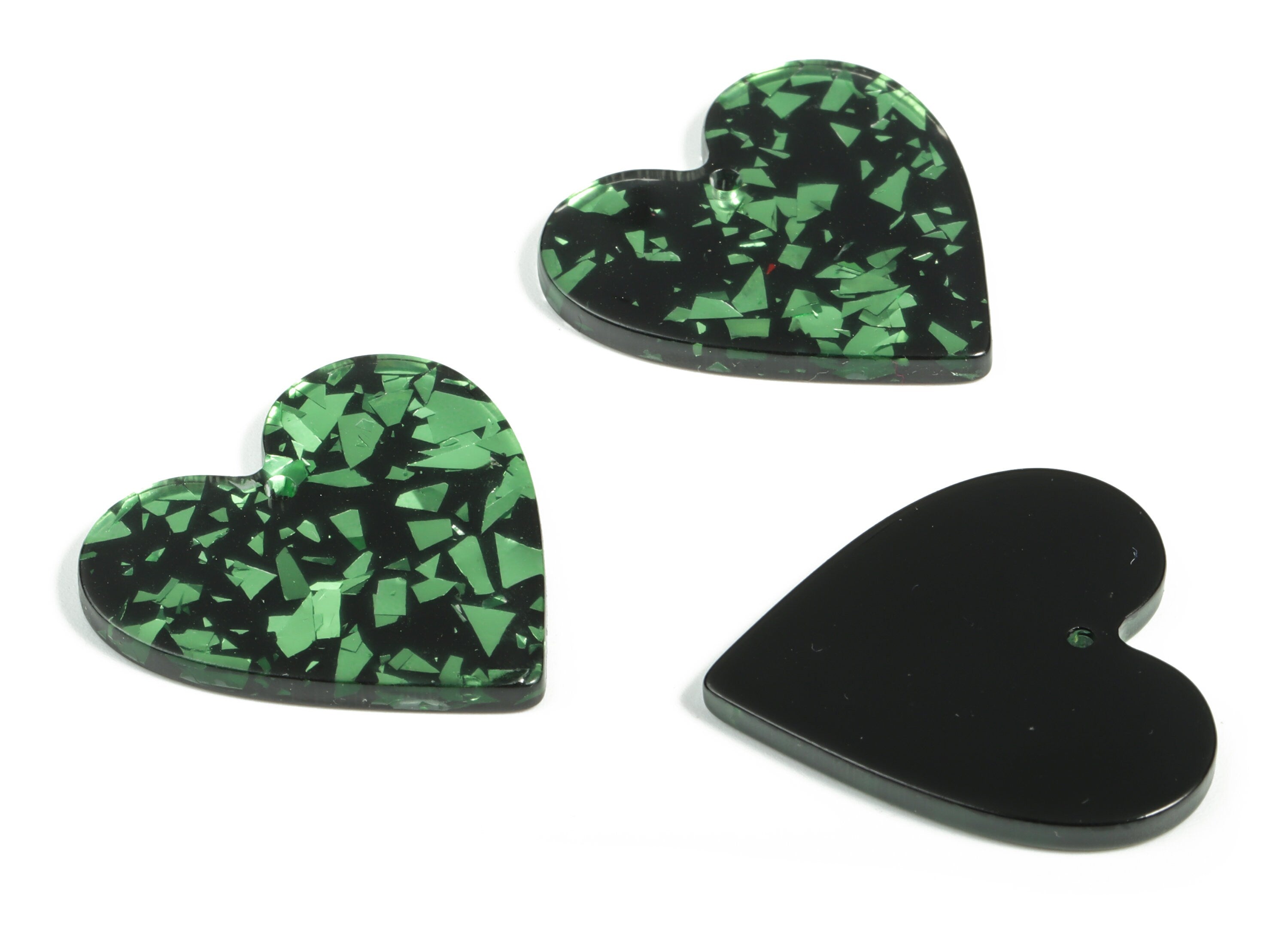 Acrylic Heart Earring Charms - Heart Pendant - Earring Findings - Jewelry Supplies - Color Code: A635 - 31.64x31.14x2.75mm - AC1431-A635 - DOMEDBAZAAR