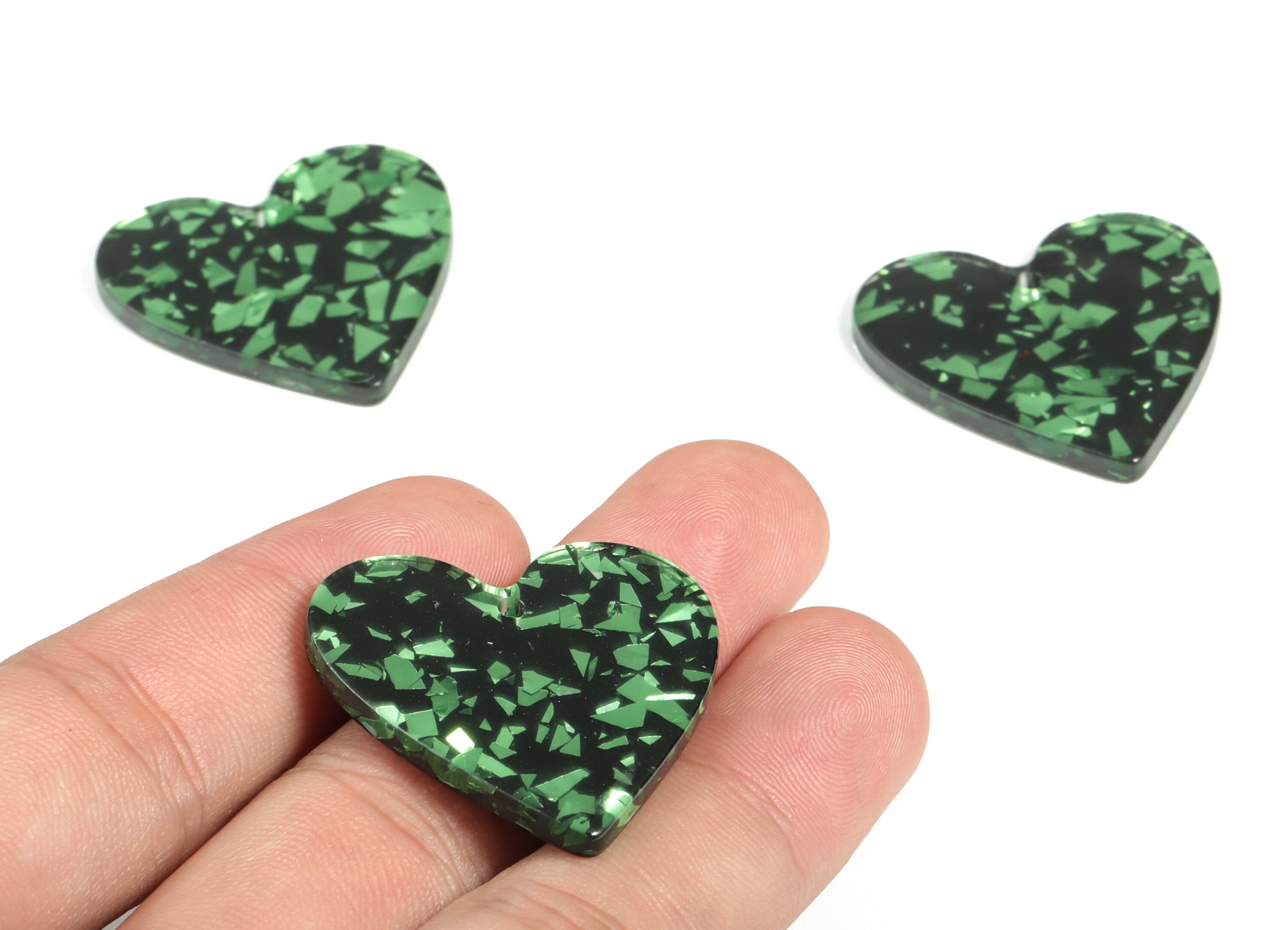 Acrylic Heart Earring Charms - Heart Pendant - Earring Findings - Jewelry Supplies - Color Code: A635 - 31.64x31.14x2.75mm - AC1431-A635 - DOMEDBAZAAR