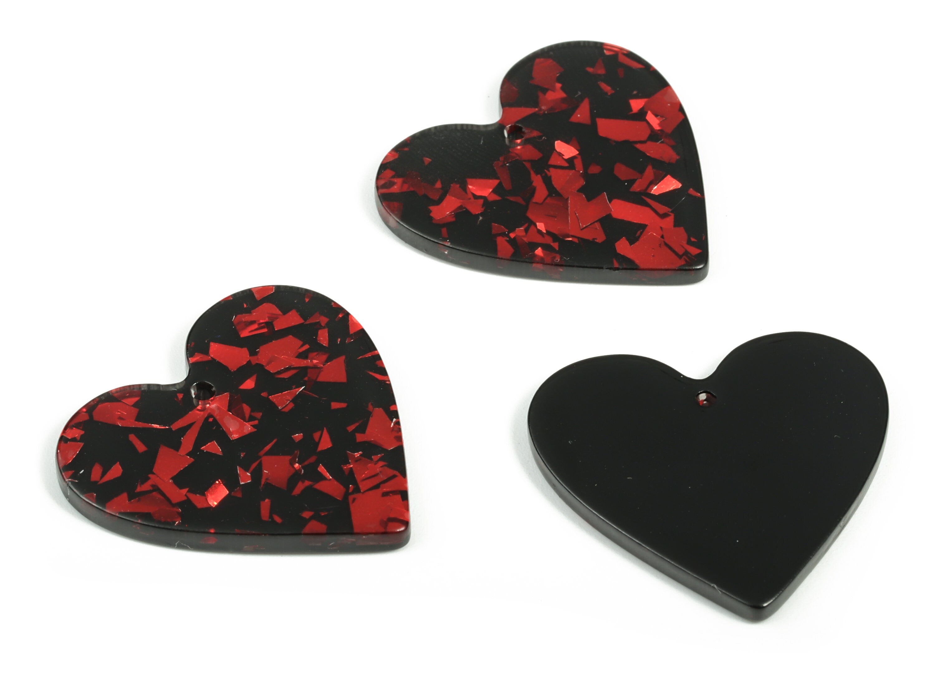 Acrylic Heart Earring Charms - Heart Pendant - Earring Findings - Jewelry Supplies - Color Code: A637 - 31.52x30.97x2.62mm - AC1431-A637 - DOMEDBAZAAR