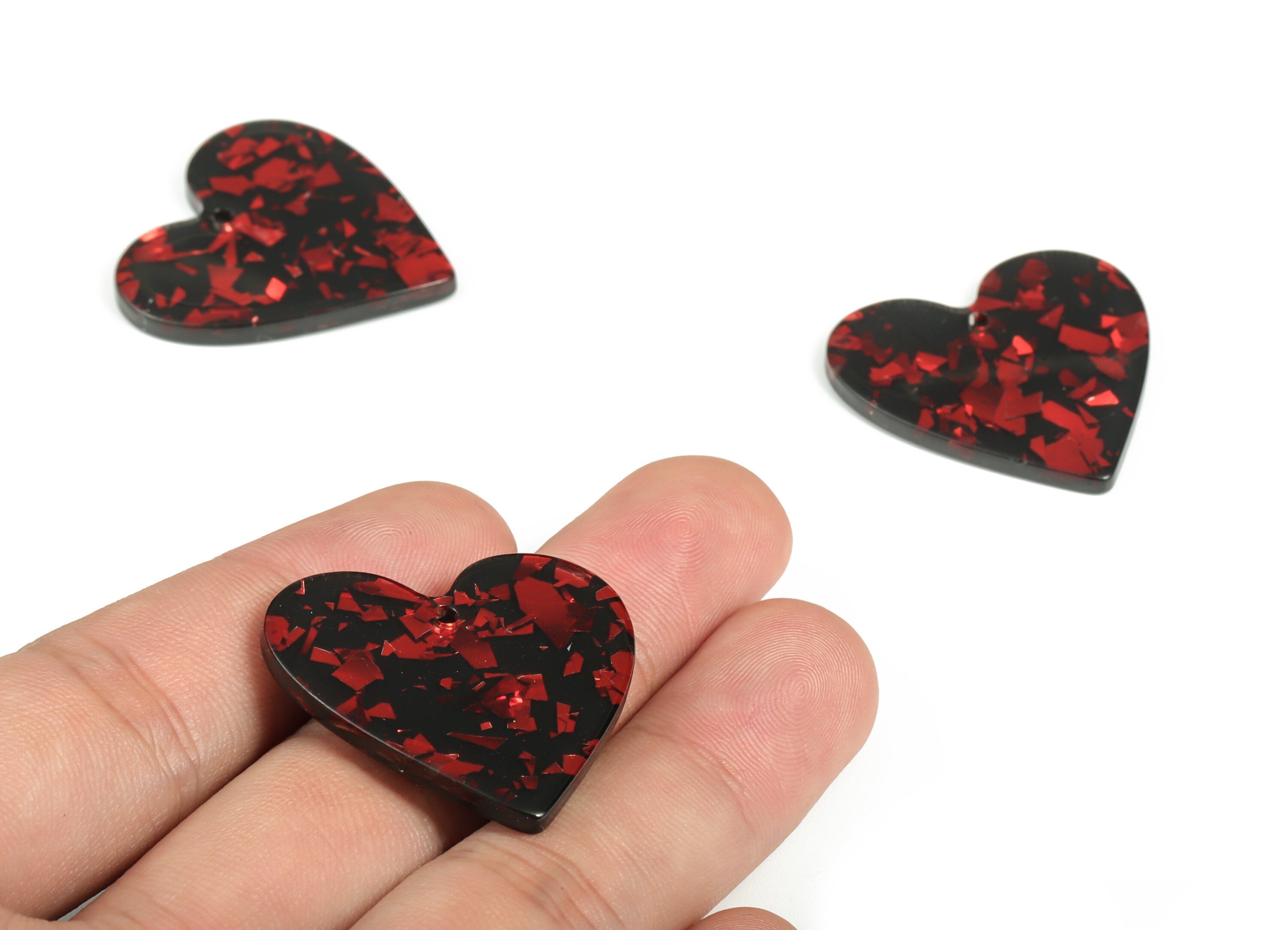 Acrylic Heart Earring Charms - Heart Pendant - Earring Findings - Jewelry Supplies - Color Code: A637 - 31.52x30.97x2.62mm - AC1431-A637 - DOMEDBAZAAR