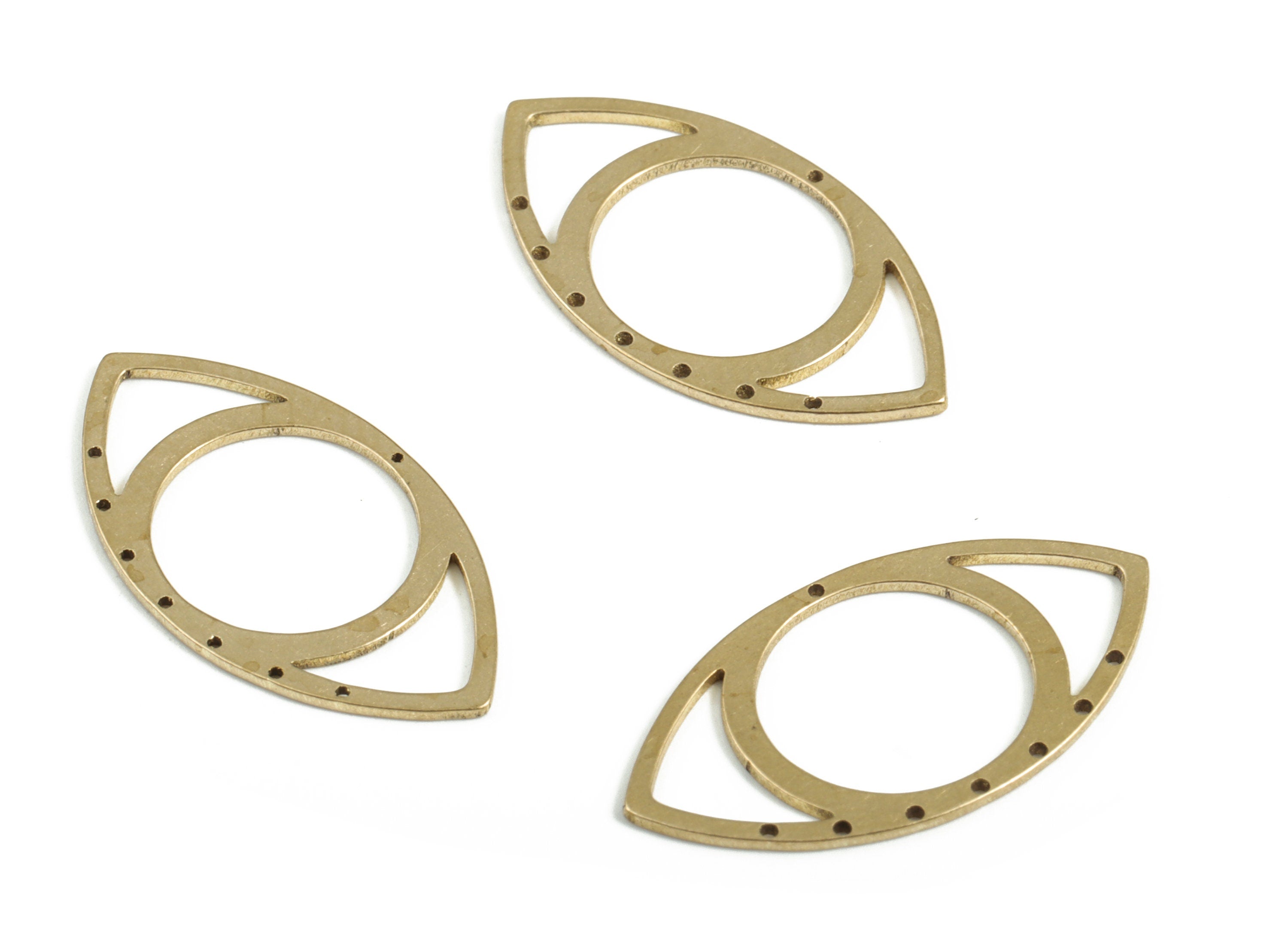 Eye Circle Connector - 8 holes - Raw Brass Eye Earring Charms - Earring Findings - Jewelry Making Supplies - 21.64x11.48x0.58mm - PP4029 - DOMEDBAZAAR