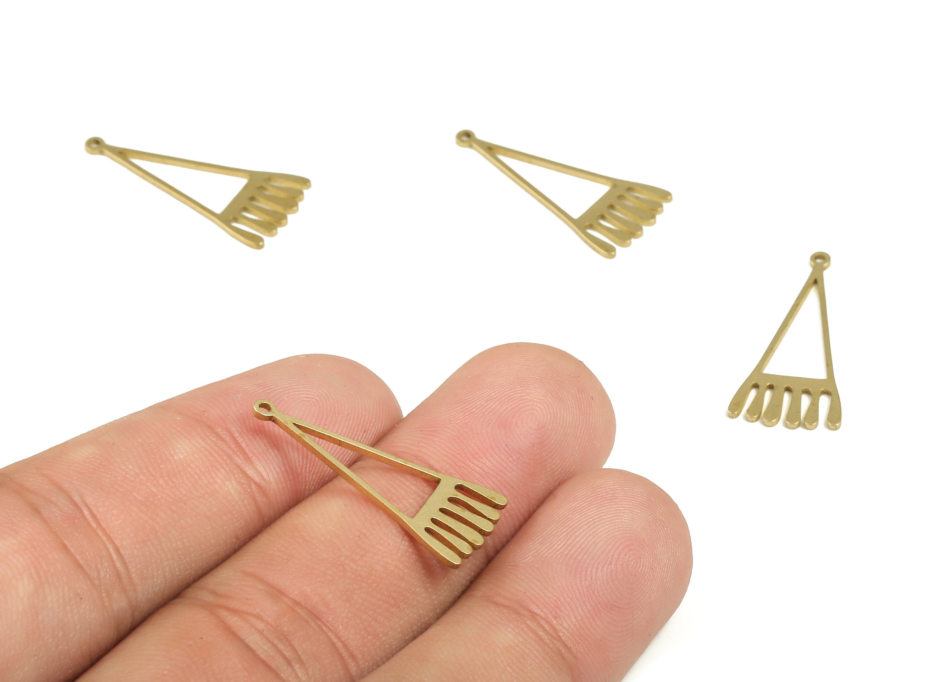 Brass Triangle Eyelash Earring Charms - Raw Brass Triangle Pendant - Earring Findings - Jewelry Supplies - 25.4x11.41x0.75mm - PP4229 - DOMEDBAZAAR