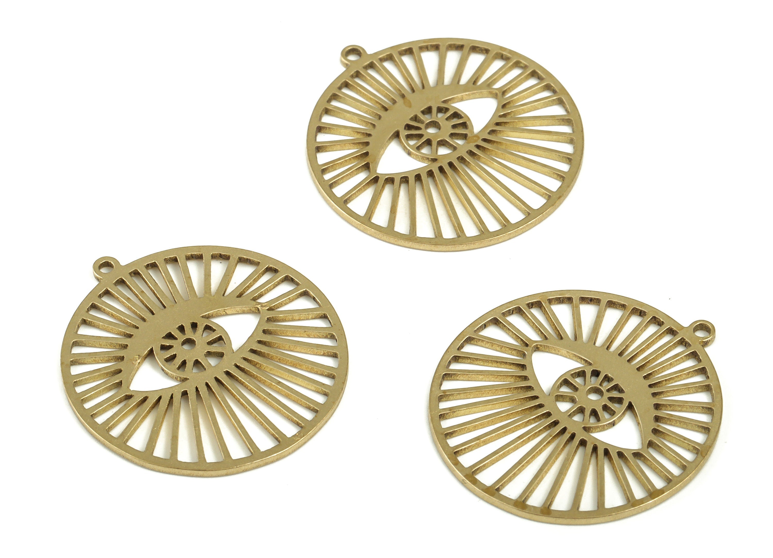 Brass Round Eye Earring Charms - Raw Brass Circle Eye Pendant - Earring Findings - Jewelry Making Supplies - 23.81x22.04x0.9mm - PP4203 - DOMEDBAZAAR