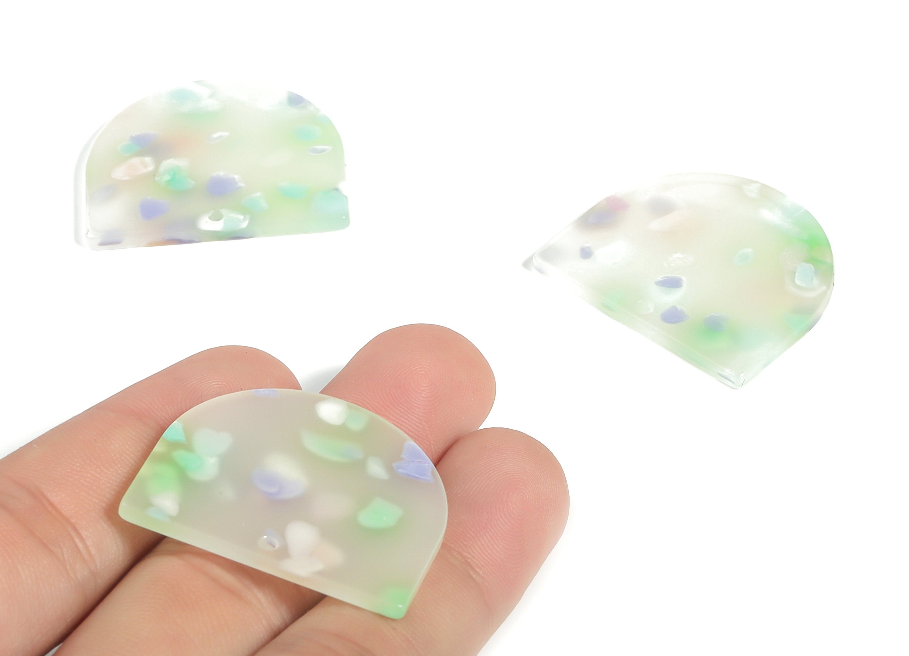 Acrylic D Earring Charms - Semi Circle Pendant - Earring Findings - Jewelry Supplies - Color Code: A598 - 33.32x29.27x2.45mm - AC1094-A598 - DOMEDBAZAAR