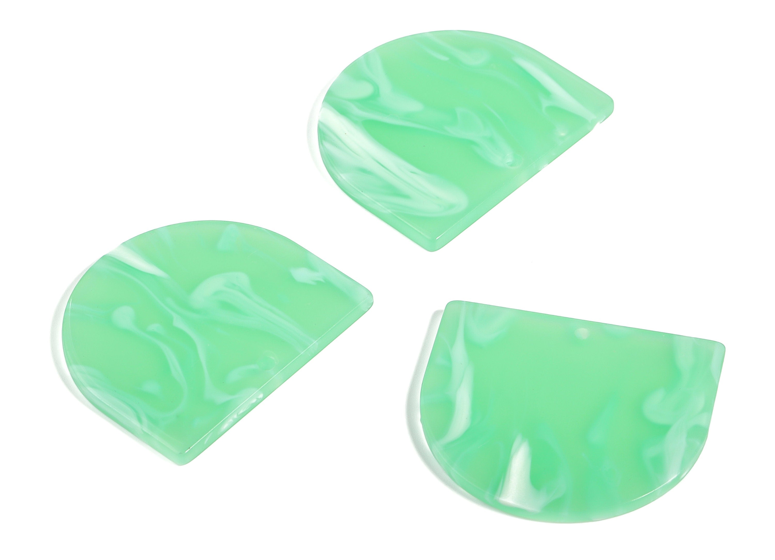 Acrylic D Earring Charms - Semi circle Pendant - Earring Findings - Jewelry Supplies - Color Code: A610 - 33.37x29.18x2.48mm - AC1094-A610 - DOMEDBAZAAR