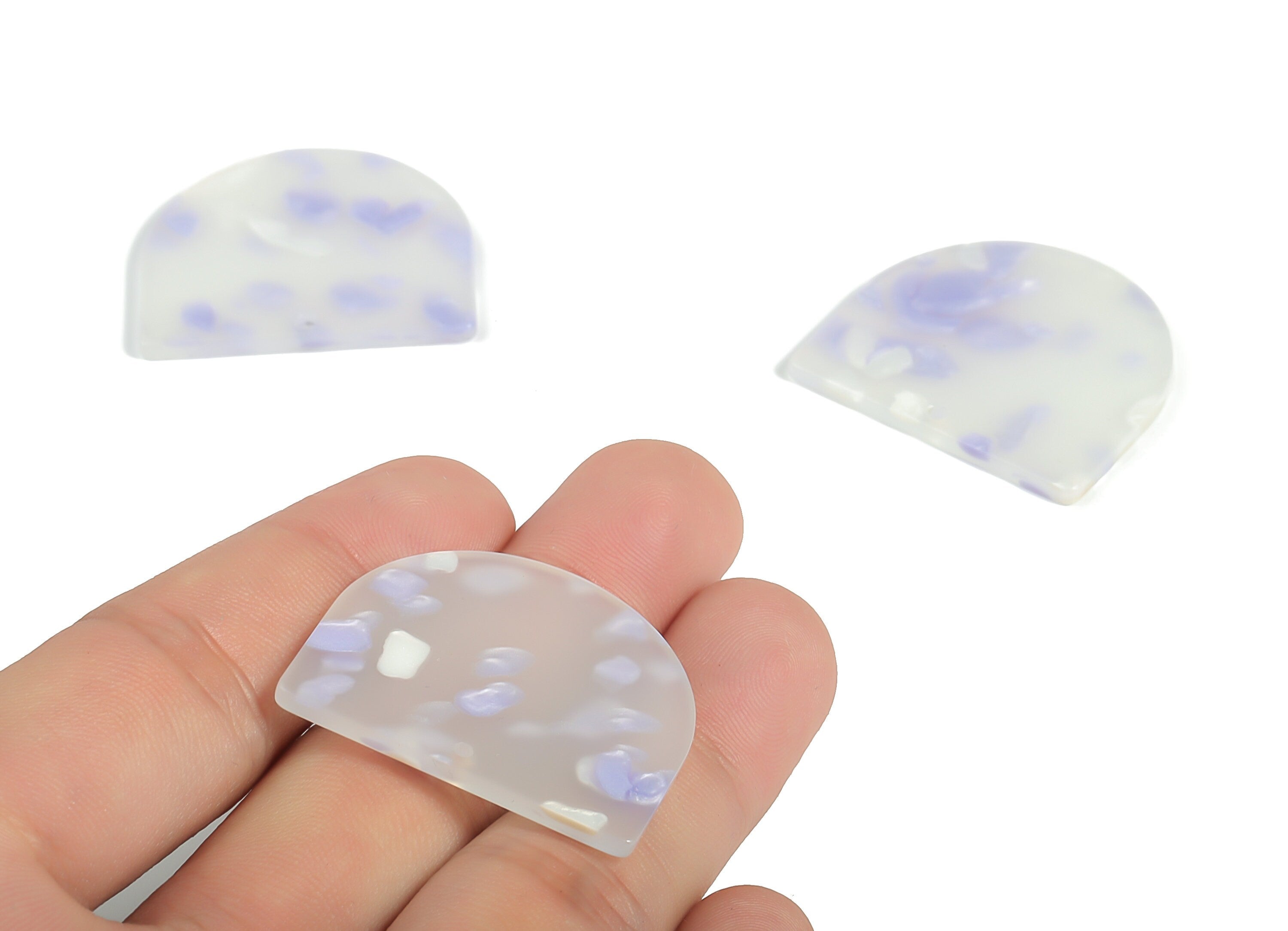 Acrylic D Earring Charms - Semi Circle Pendant - Earring Findings - Jewelry Supplies - Color Code: A595 - 33.24x29.26x2.43mm - AC1094-A595 - DOMEDBAZAAR