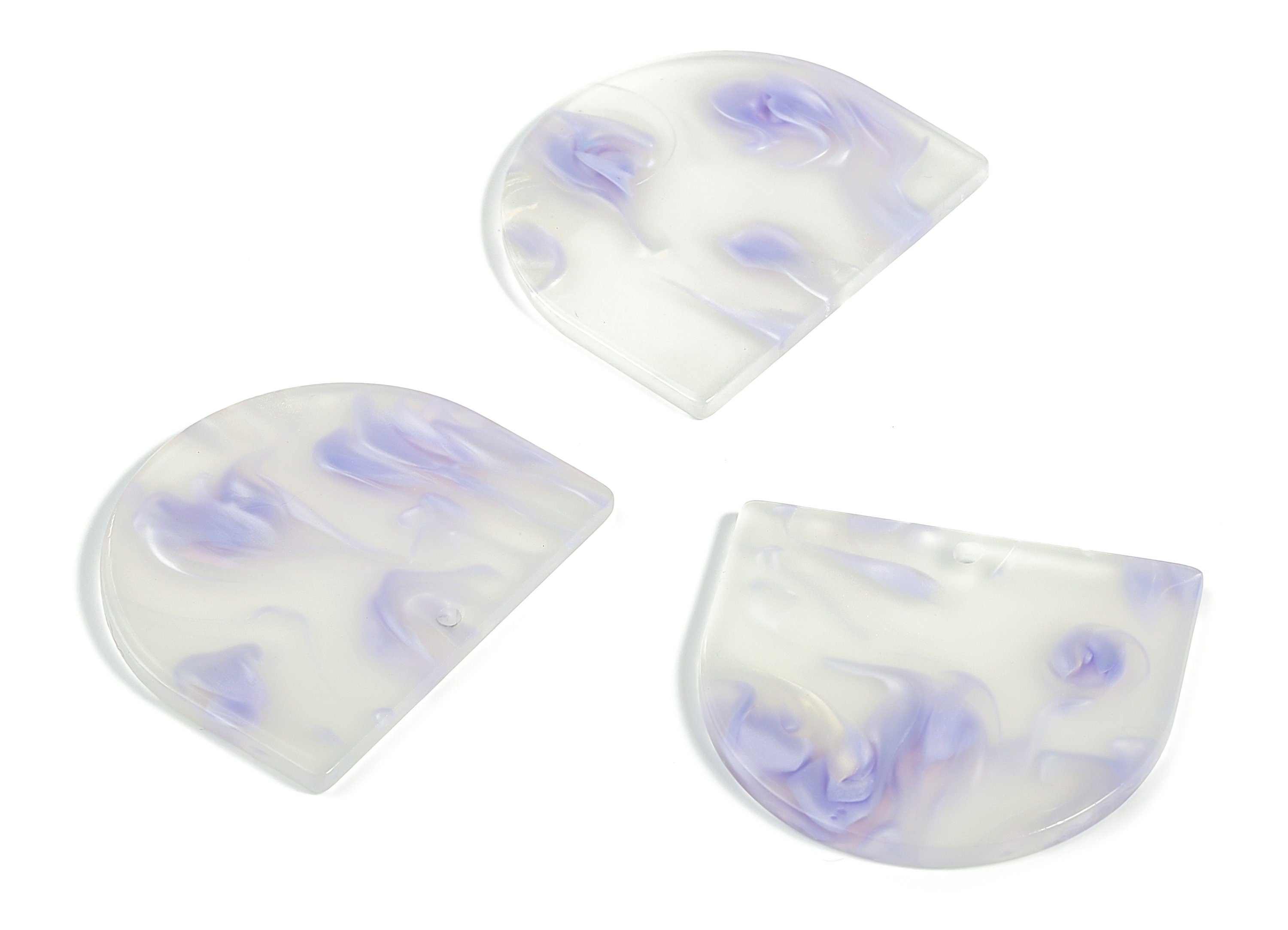 Acrylic D Earring Charms - Semi Circle Pendant - Earring Findings - Jewelry Supplies - Color Code: A594 - 33.45x29.2x2.49mm - AC1094-A594 - DOMEDBAZAAR