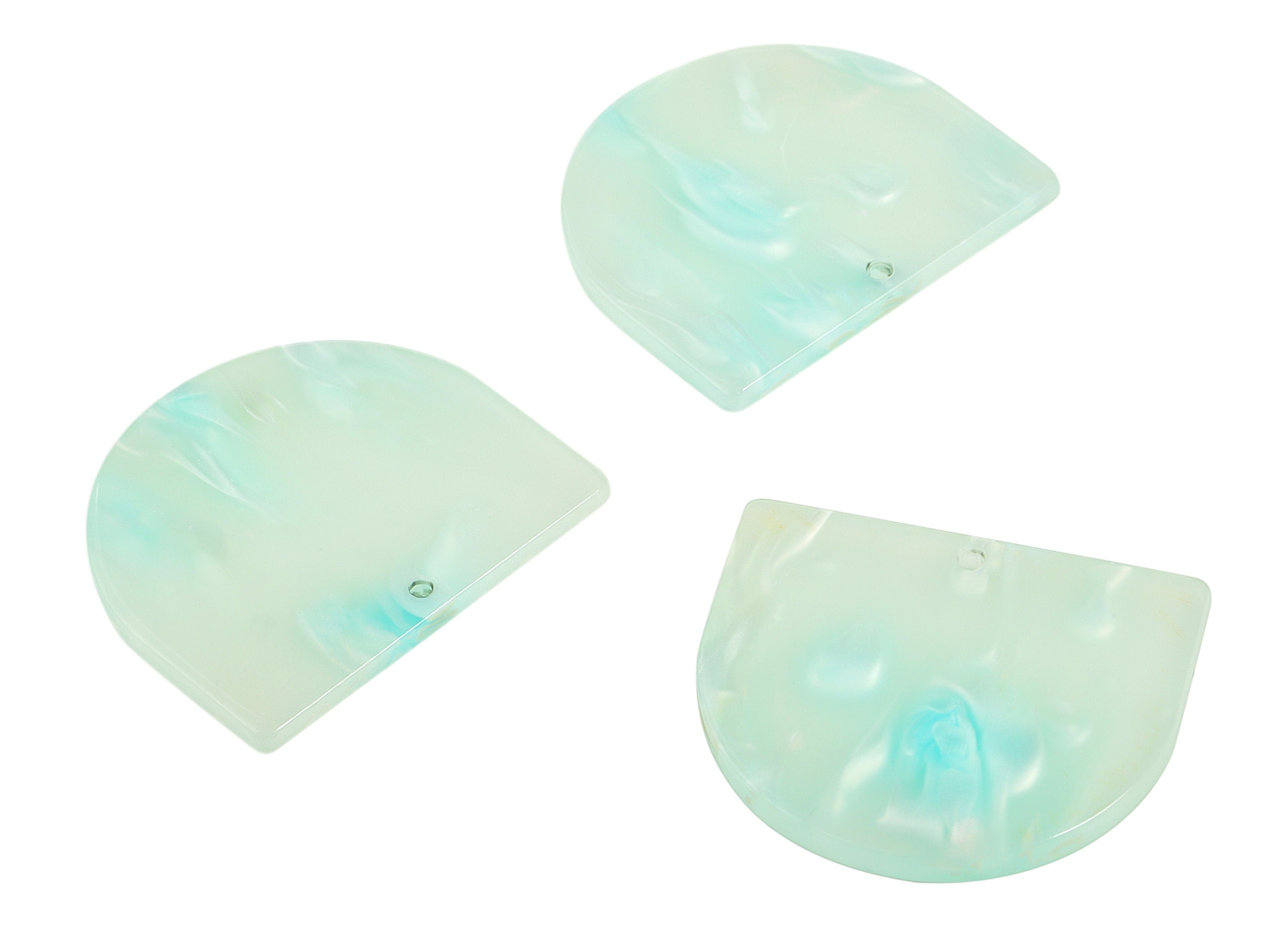 Acrylic D Earring Charms - Semi Circle Pendant - Earring Findings - Jewelry Supplies - Color Code: A599 - 33.51x29.25x2.66mm - AC1094-A599 - DOMEDBAZAAR