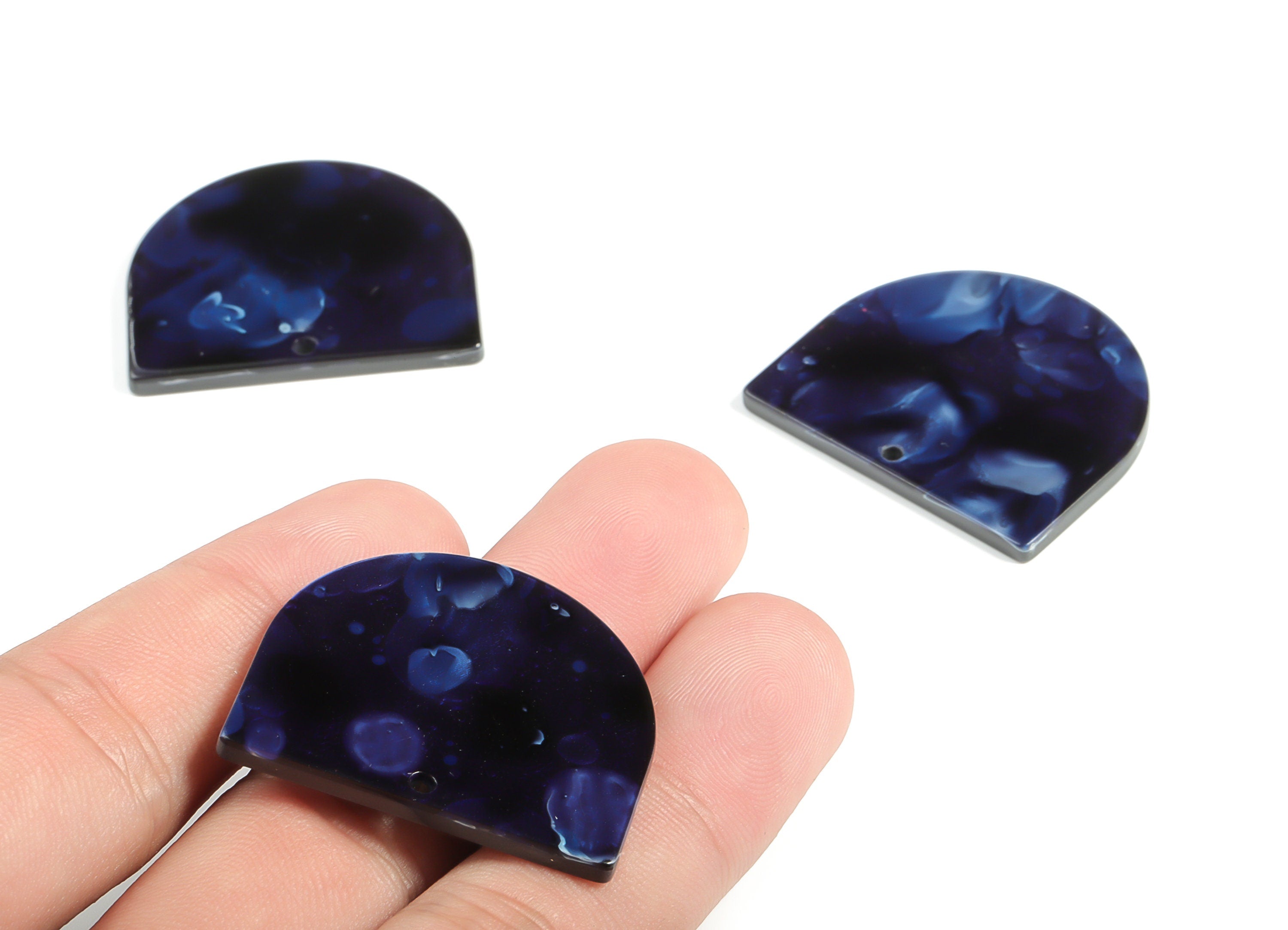 Acrylic D Earring Charms - Semi Circle Pendant - Earring Findings - Jewelry Supplies - Color Code: A634 - 33.32x29.22x2.66mm - AC1094-A634 - DOMEDBAZAAR