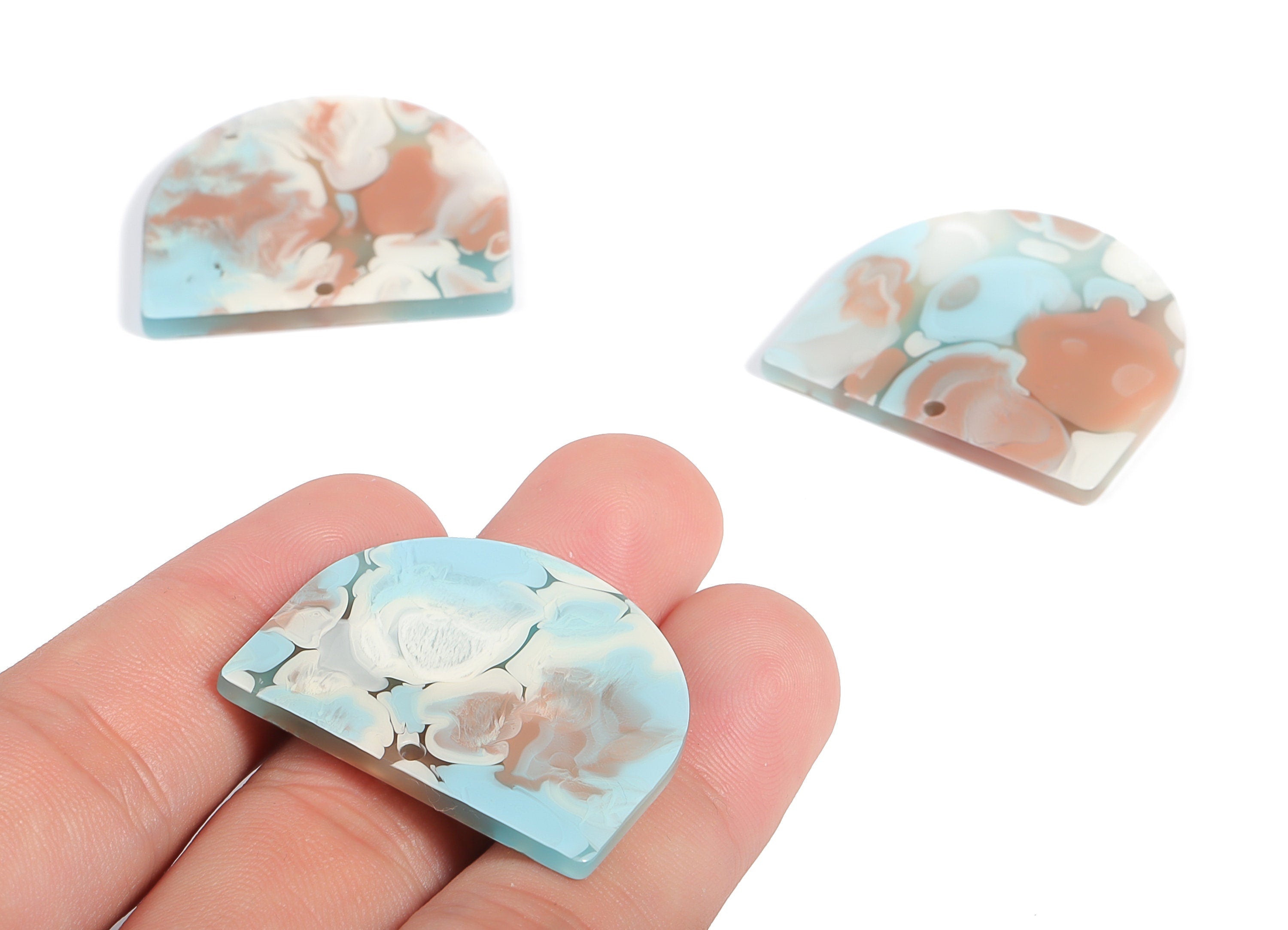 Acrylic D Earring Charms - Semi Circle Pendant - Earring Findings - Jewelry Supplies - Color Code: A585 - 33.4x29.22x2.64mm - AC1094-A585 - DOMEDBAZAAR