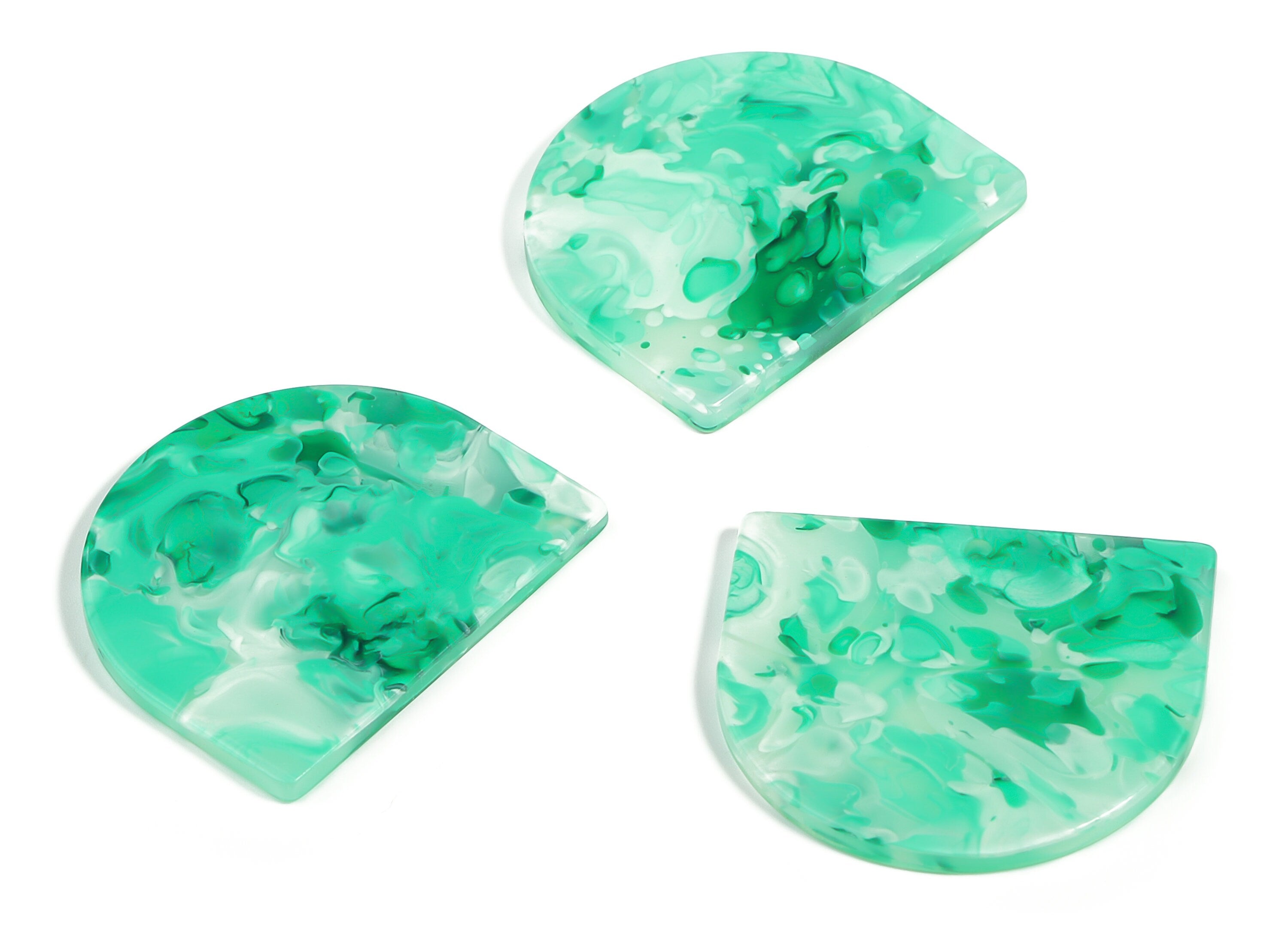 Acrylic D Earring Charms - Semi Circle Pendant - Earring Findings - Jewelry Supplies - Color Code: A603 - 33.42x29.35x2.98mm - AC1094-A603 - DOMEDBAZAAR