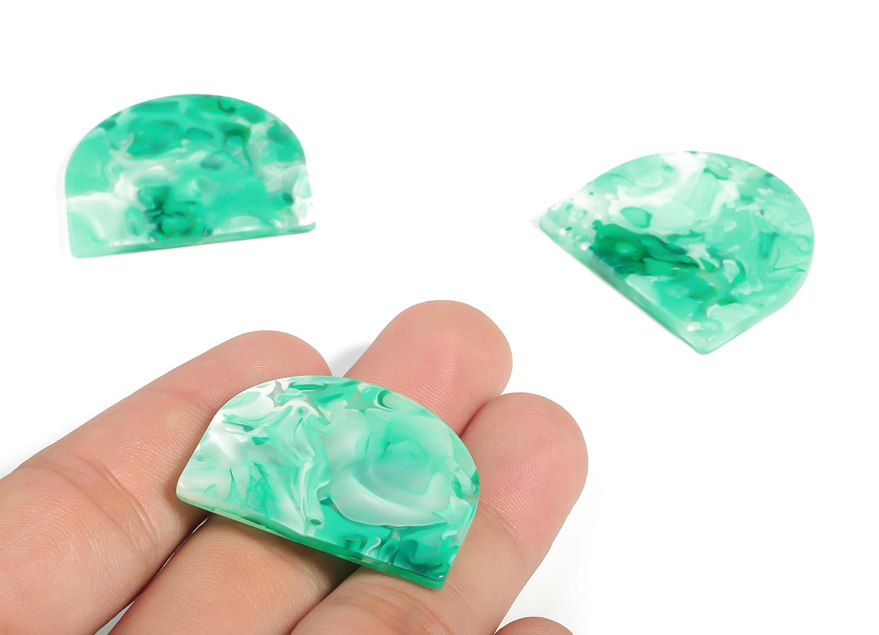 Acrylic D Earring Charms - Semi Circle Pendant - Earring Findings - Jewelry Supplies - Color Code: A603 - 33.42x29.35x2.98mm - AC1094-A603 - DOMEDBAZAAR