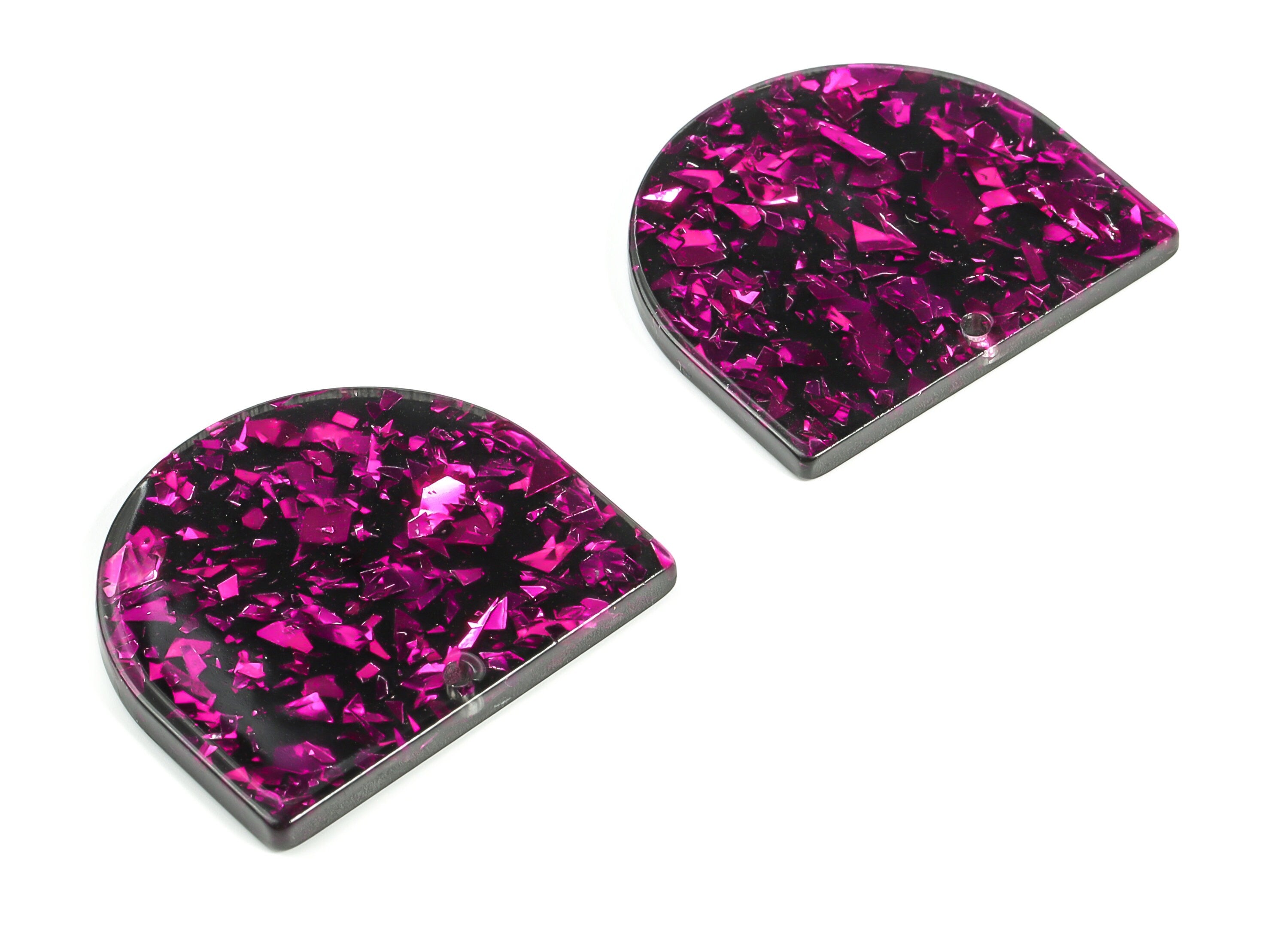 Acrylic D Earring Charms - Semi circle Pendant - Earring Findings - Jewellery Supplies - Color Code: A636 - 33.13x29.13x2.63mm - AC1094-A636 - DOMEDBAZAAR