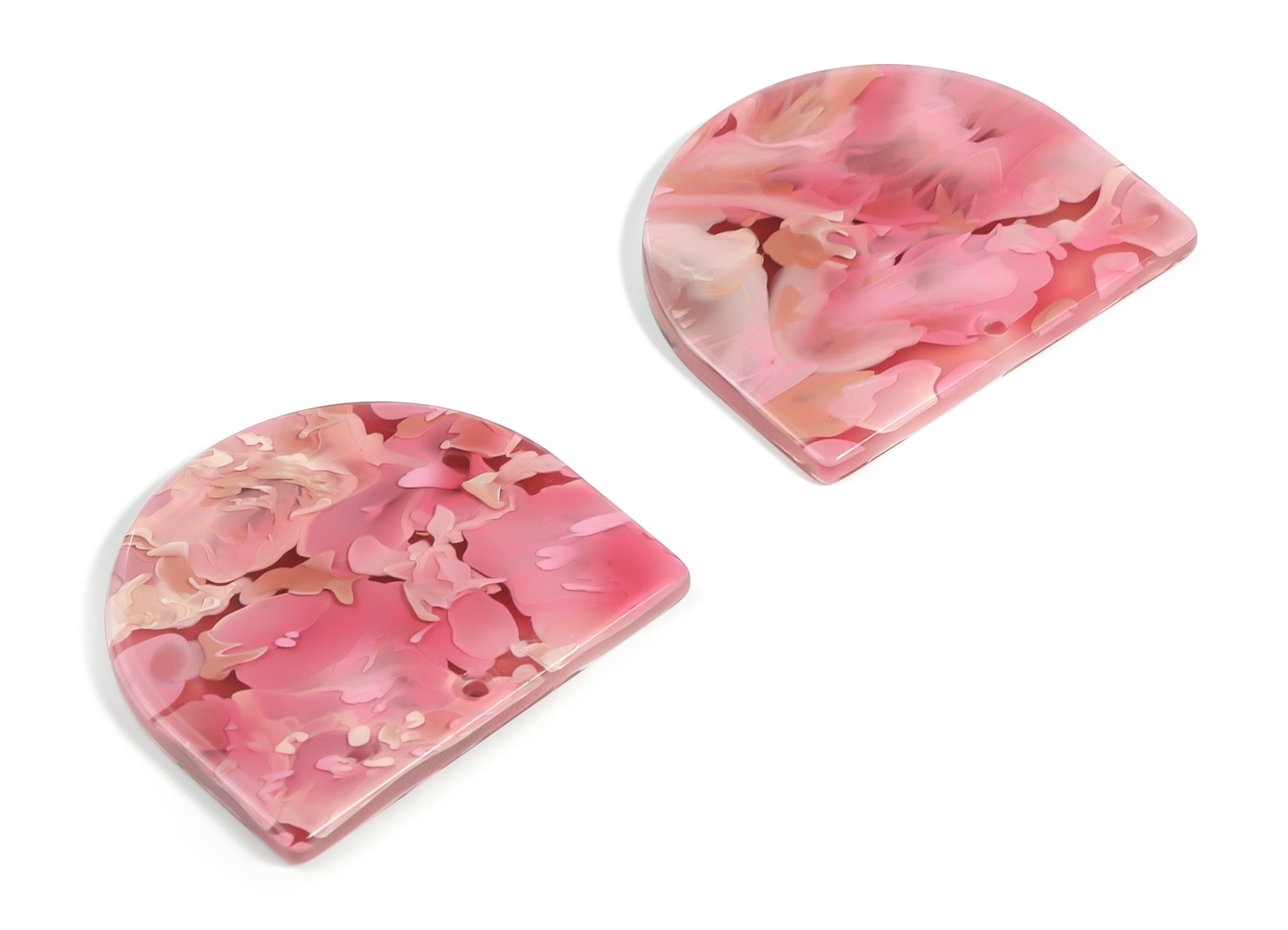 Acrylic D Earring Charms - Semi Circle Pendant - Earring Findings - Jewelry Supplies - Color Code: A632 - 33.45x29.3x2.75mm - AC1094-A632 - DOMEDBAZAAR