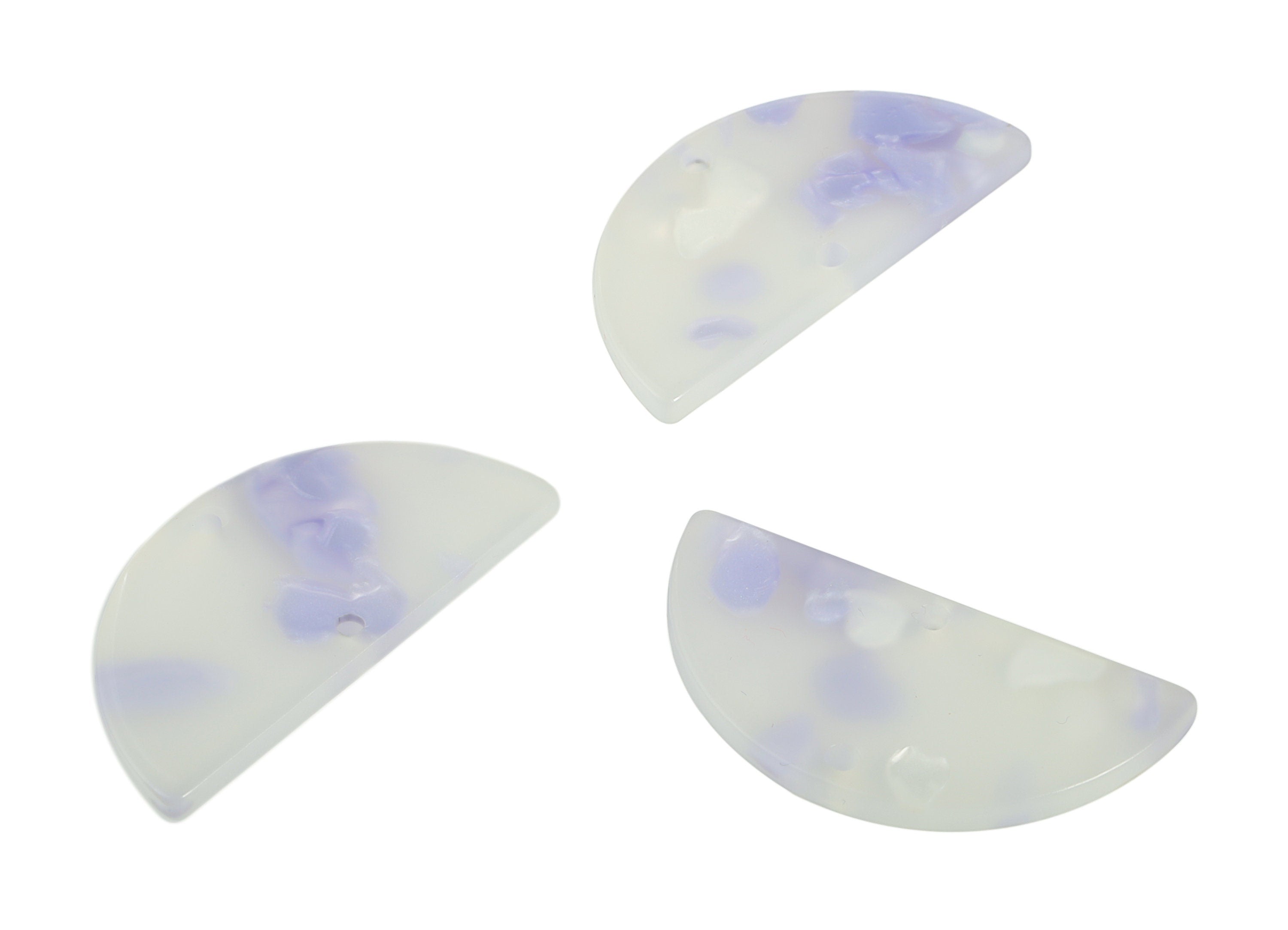 Acrylic Semicircle Earring Connectors - Acrylic Half Moon Charms - 2 Holes - Jewelry Supplies - Color Code:A595 - 34x17x2.4mm - AC1218-A595 - DOMEDBAZAAR