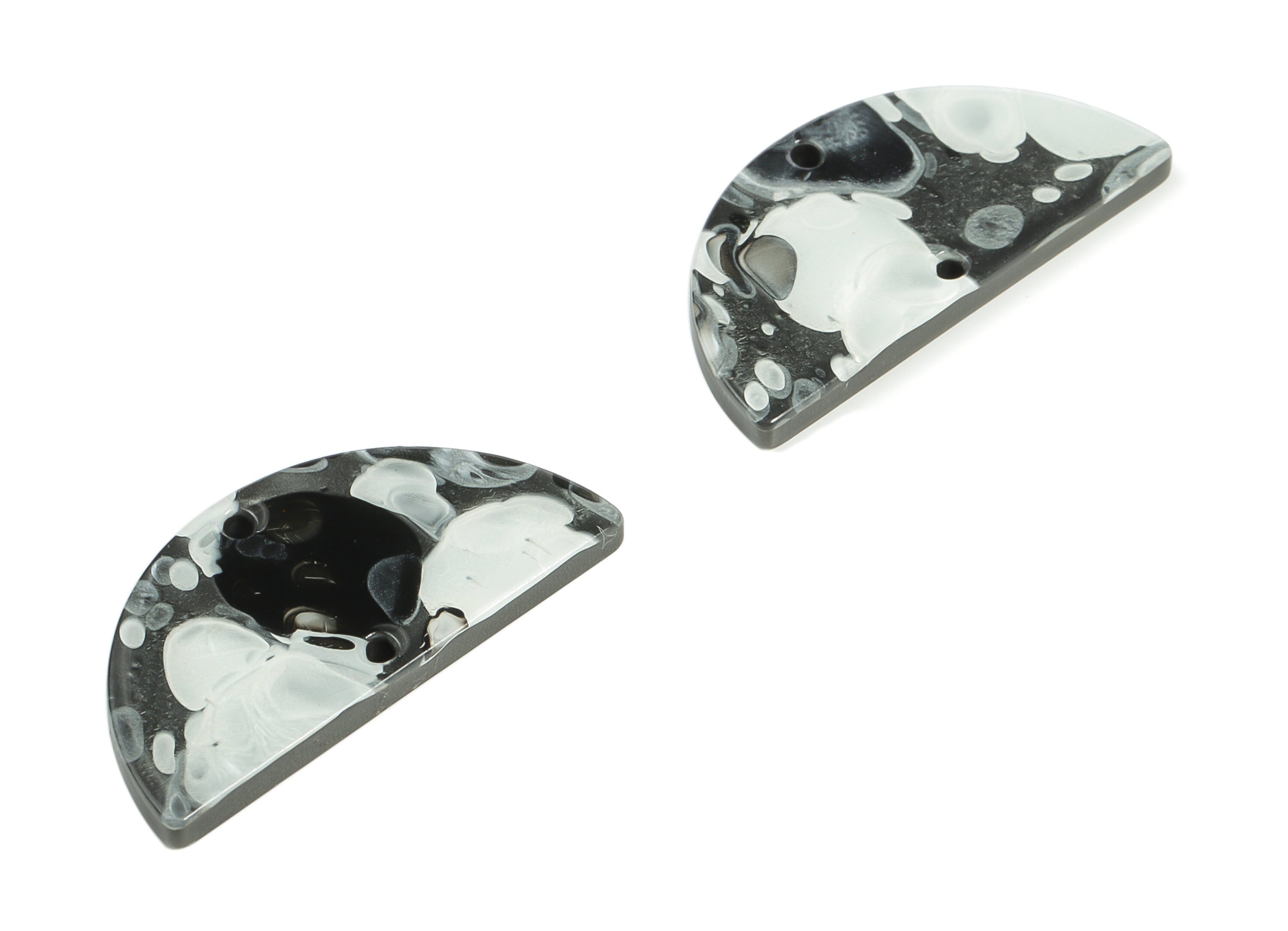 Acrylic Semicircle Earring Connectors - Acrylic Half Moon Charms - 2 Holes - Jewelry Supplies - Color Code:A601 - 34x17x2.6mm - AC1218-A601 - DOMEDBAZAAR