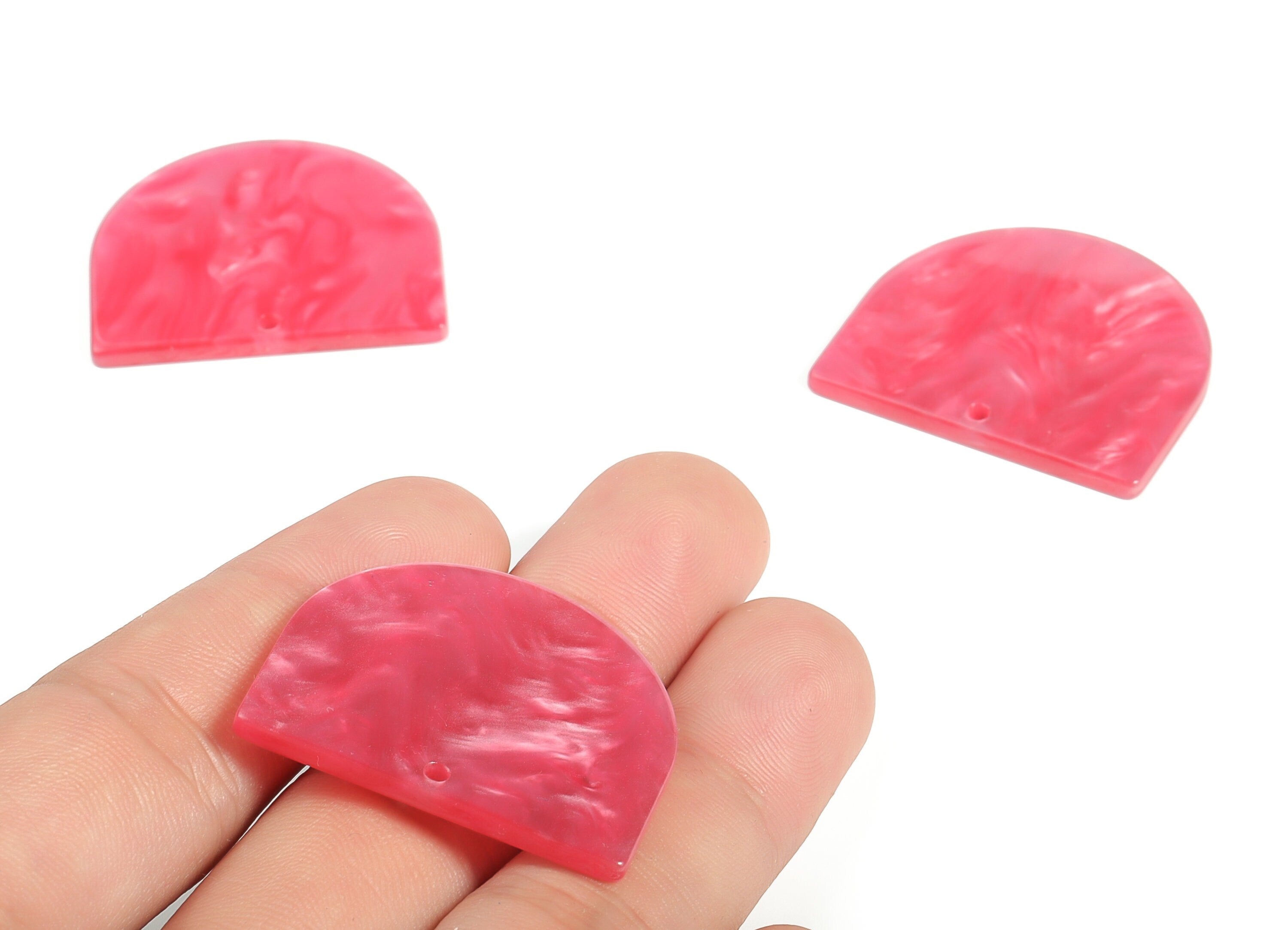 Acrylic D Earring Charms - Semi circle Pendant - Earring Findings - Jewelry Supplies - Color Code: A629 - 33.39x29.17x2.59mm - AC1094-A629 - DOMEDBAZAAR