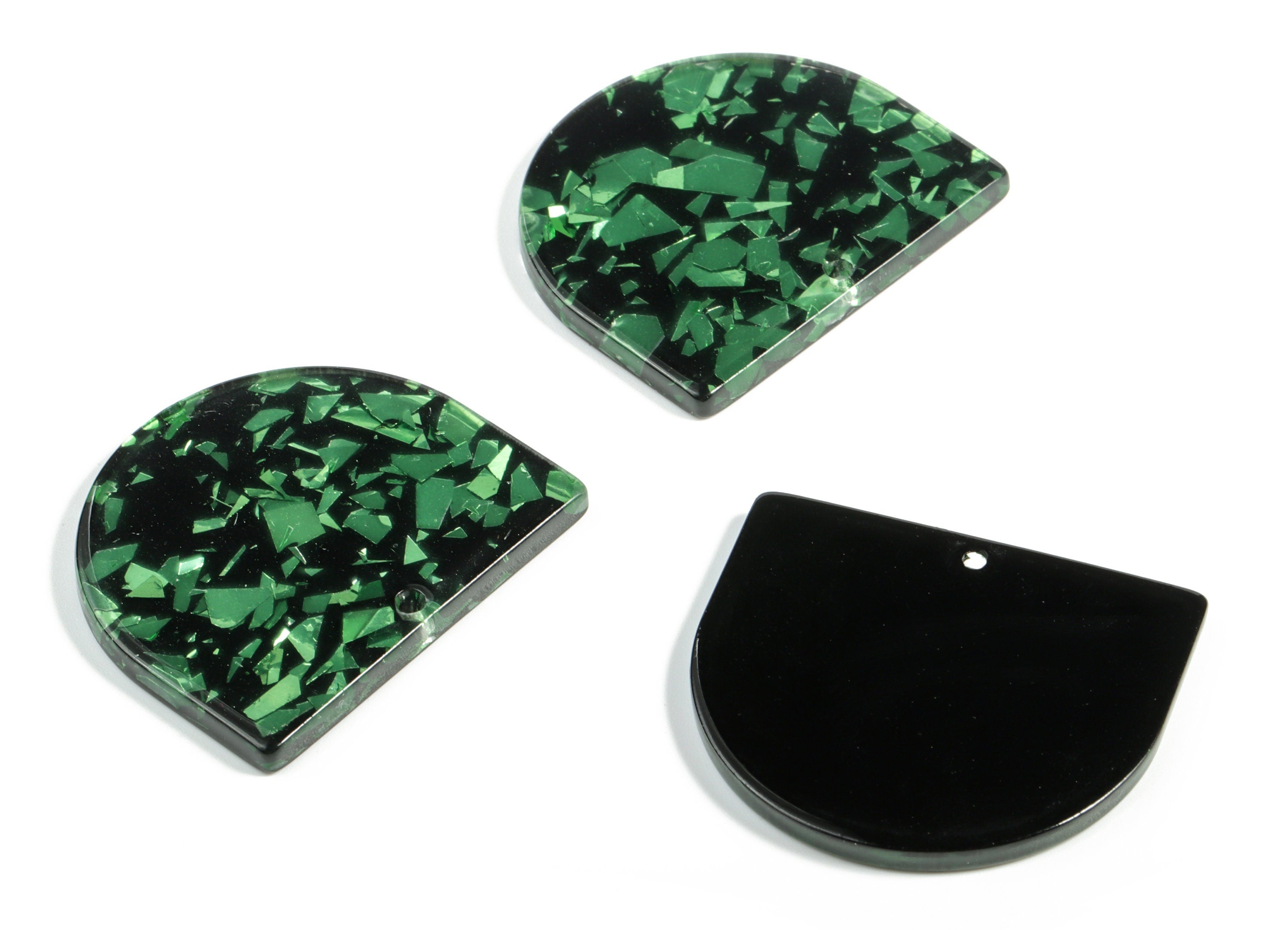 Acrylic D Earring Charms - Semi Circle Pendant - Earring Findings - Jewelry Supplies - Color Code: A635 - 33.42x29.16x2.33mm - AC1094-A635 - DOMEDBAZAAR