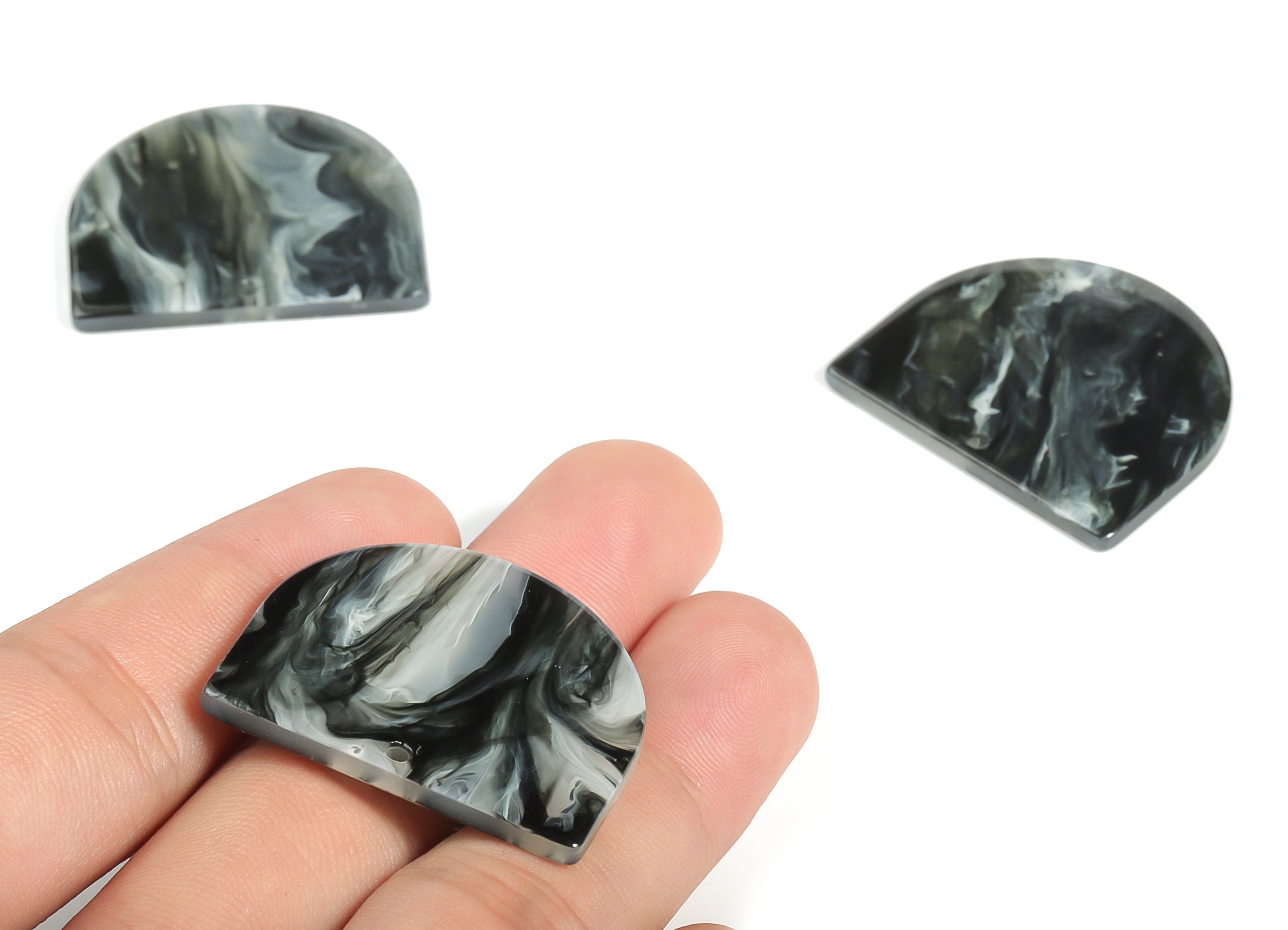 Acrylic D Earring Charms - Semi Circle Pendant - Earring Findings - Jewelry Supplies - Color Code: A626 - 33.15x29.06x2.44mm - AC1094-A626 - DOMEDBAZAAR