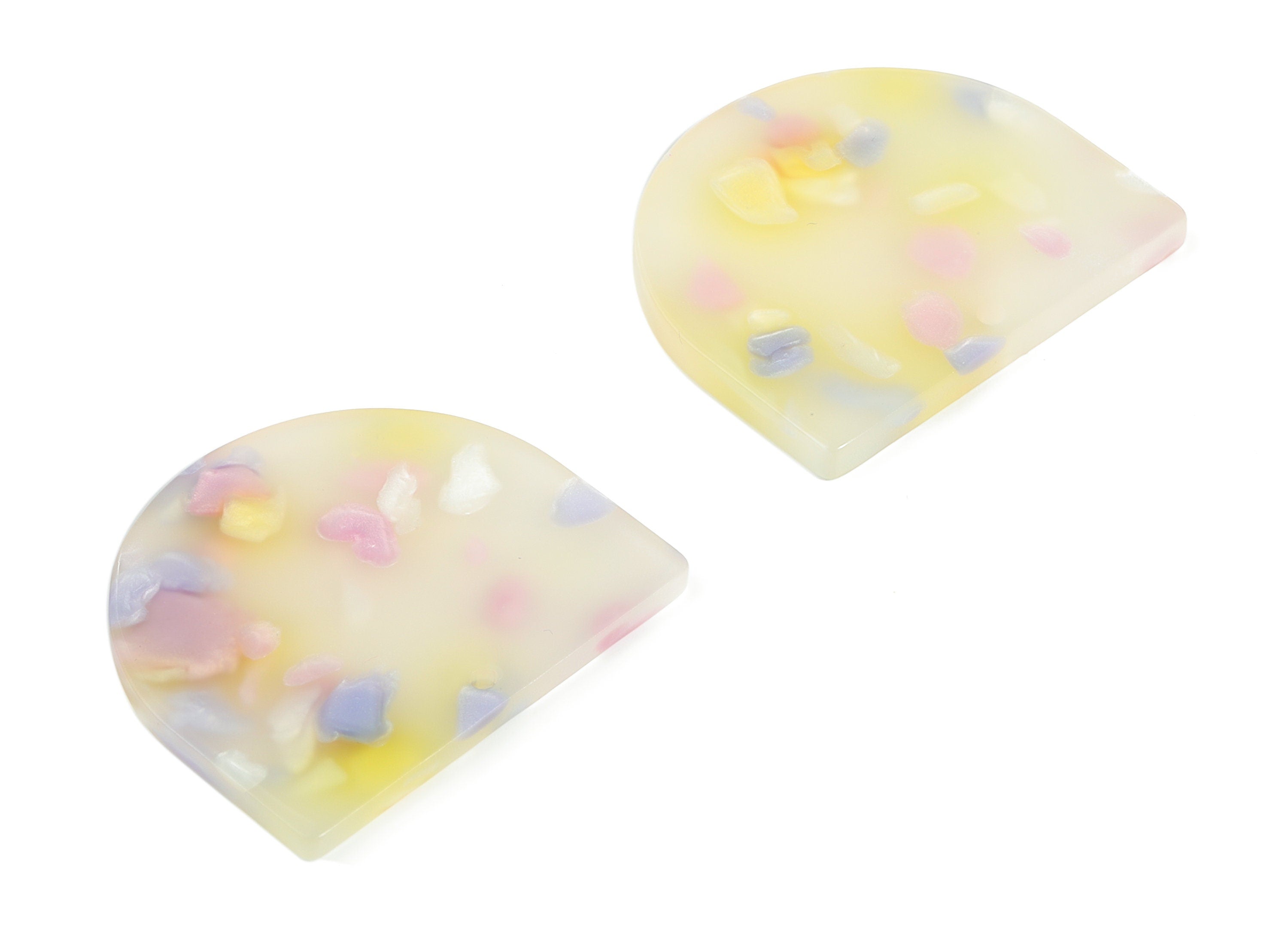 Acrylic D Earring Charms - Semi Circle Pendant - Earring Findings - Jewelry Supplies - Color Code: A596 - 33.45x29.31x2.98mm - AC1094-A596 - DOMEDBAZAAR