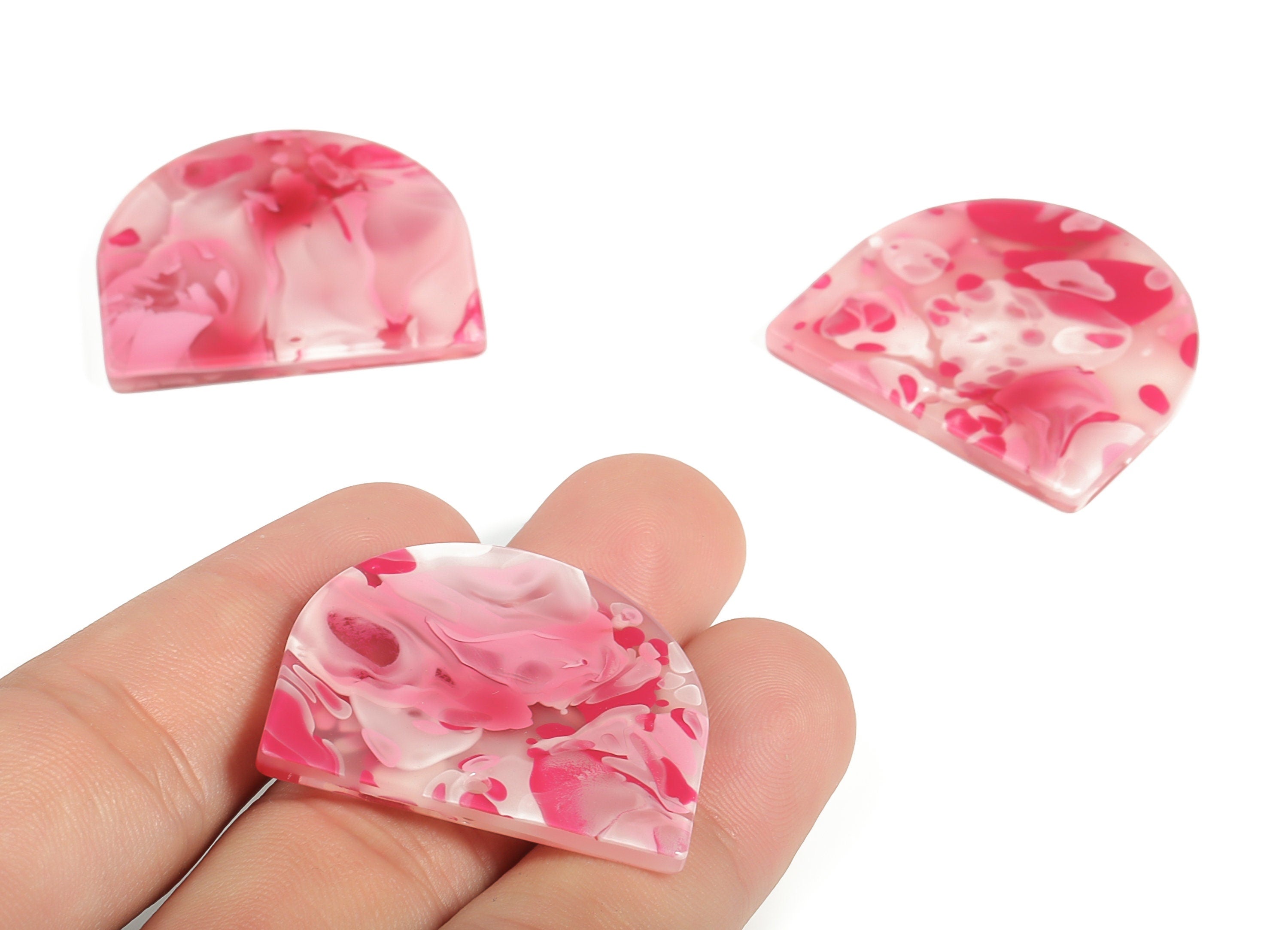 Acrylic D Earring Charms - Semi Circle Pendant - Earring Findings - Jewelry Supplies - Color Code: A633 - 33.42x29.38x2.95mm - AC1094-A633 - DOMEDBAZAAR