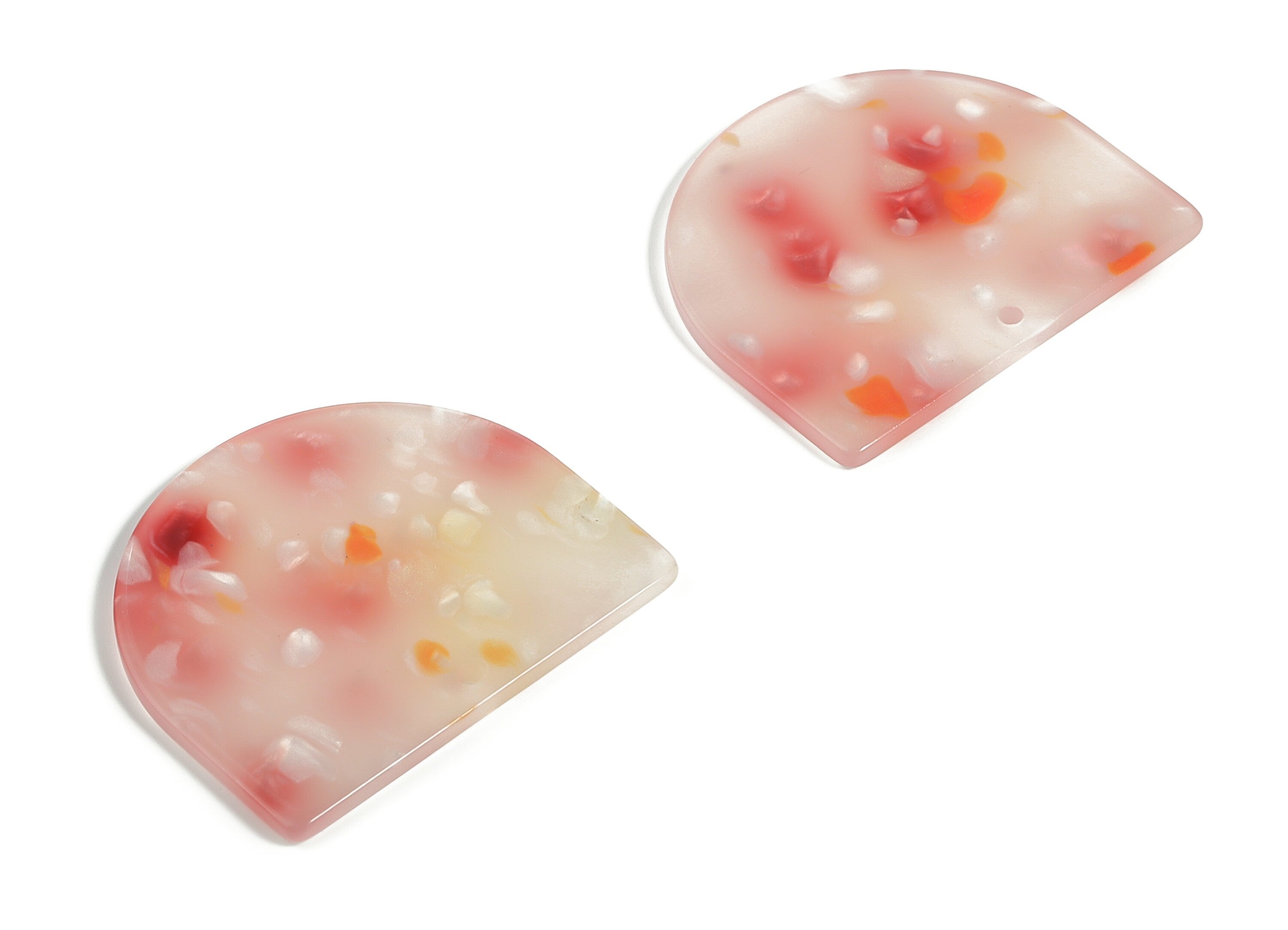 Acrylic D Earring Charms - Semi Circle Pendant - Earring Findings - Jewelry Supplies - Color Code: A604 - 33.42x29.13x2.70mm - AC1094-A604 - DOMEDBAZAAR