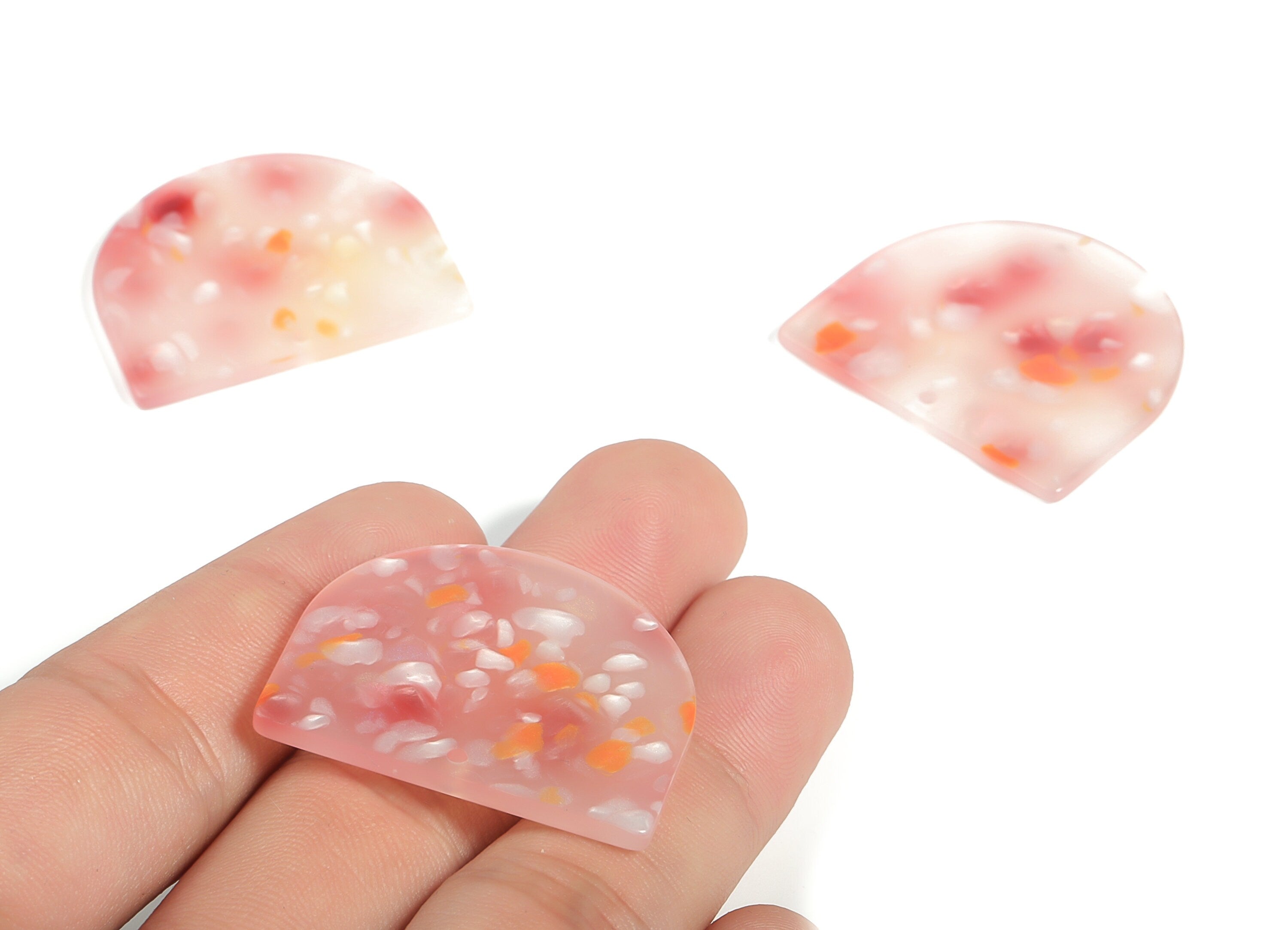 Acrylic D Earring Charms - Semi Circle Pendant - Earring Findings - Jewelry Supplies - Color Code: A604 - 33.42x29.13x2.70mm - AC1094-A604 - DOMEDBAZAAR