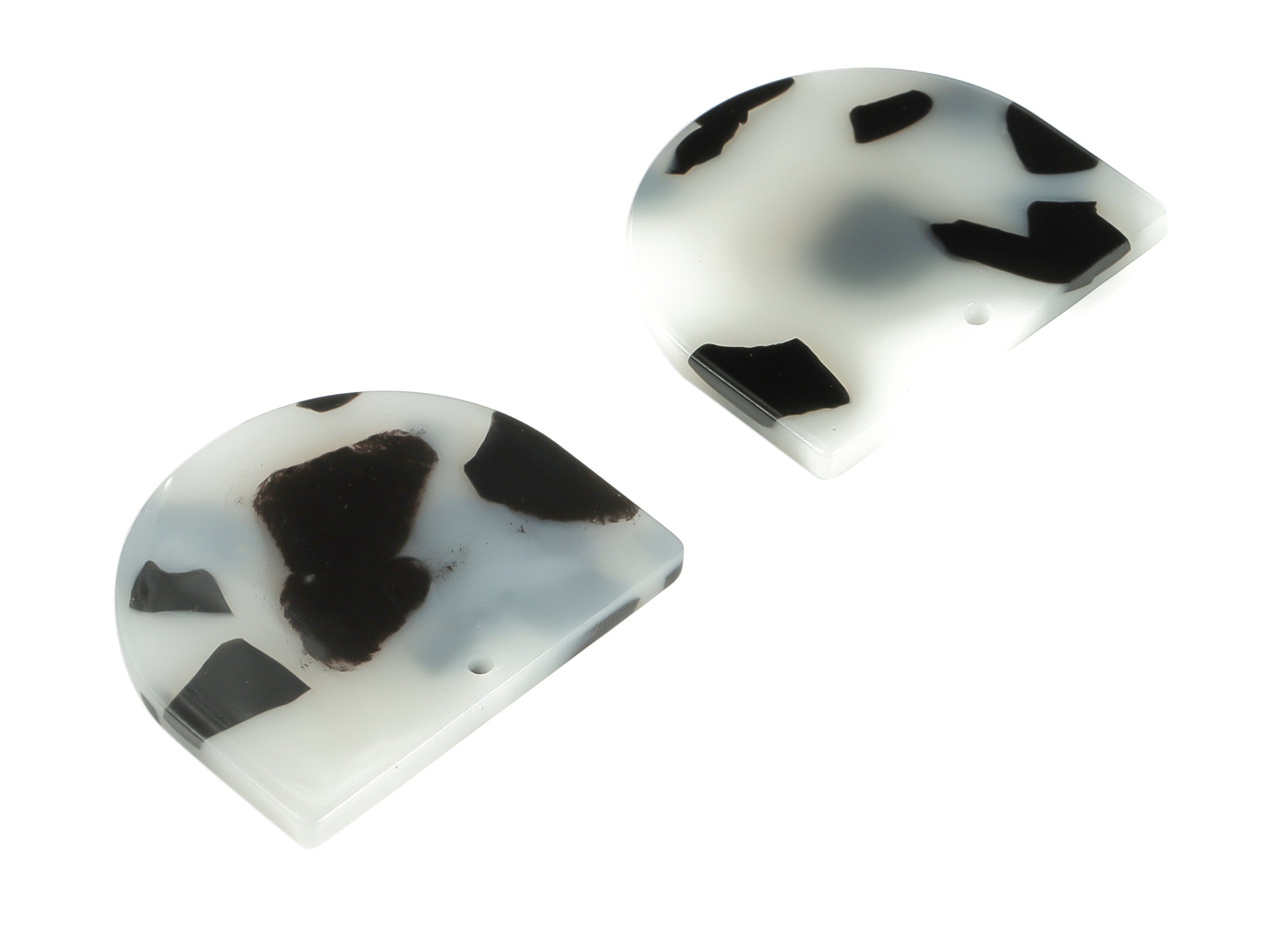 Acrylic D Earring Charms - Semi Circle Pendant - Earring Findings - Jewelry Supplies - Color Code: A616 - 33.34x29.28x2.85mm - AC1094-A616 - DOMEDBAZAAR