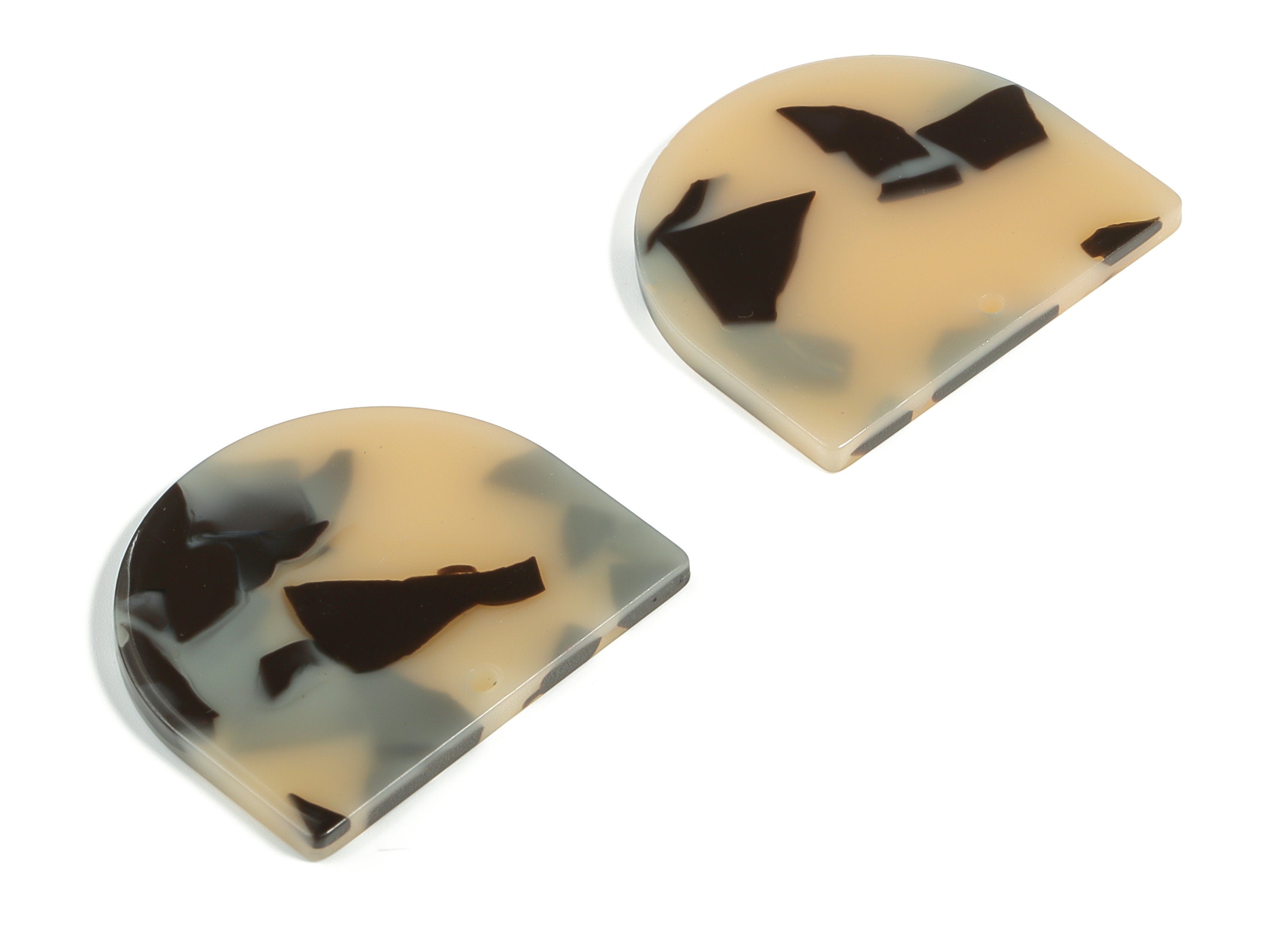 Acrylic D Earring Charms - Semi circle Pendant - Tortoise Shell Earring - Jewelry Supplies - Color Code: A630 - 33.1x29.3x2.5mm- AC1094-A630 - DOMEDBAZAAR