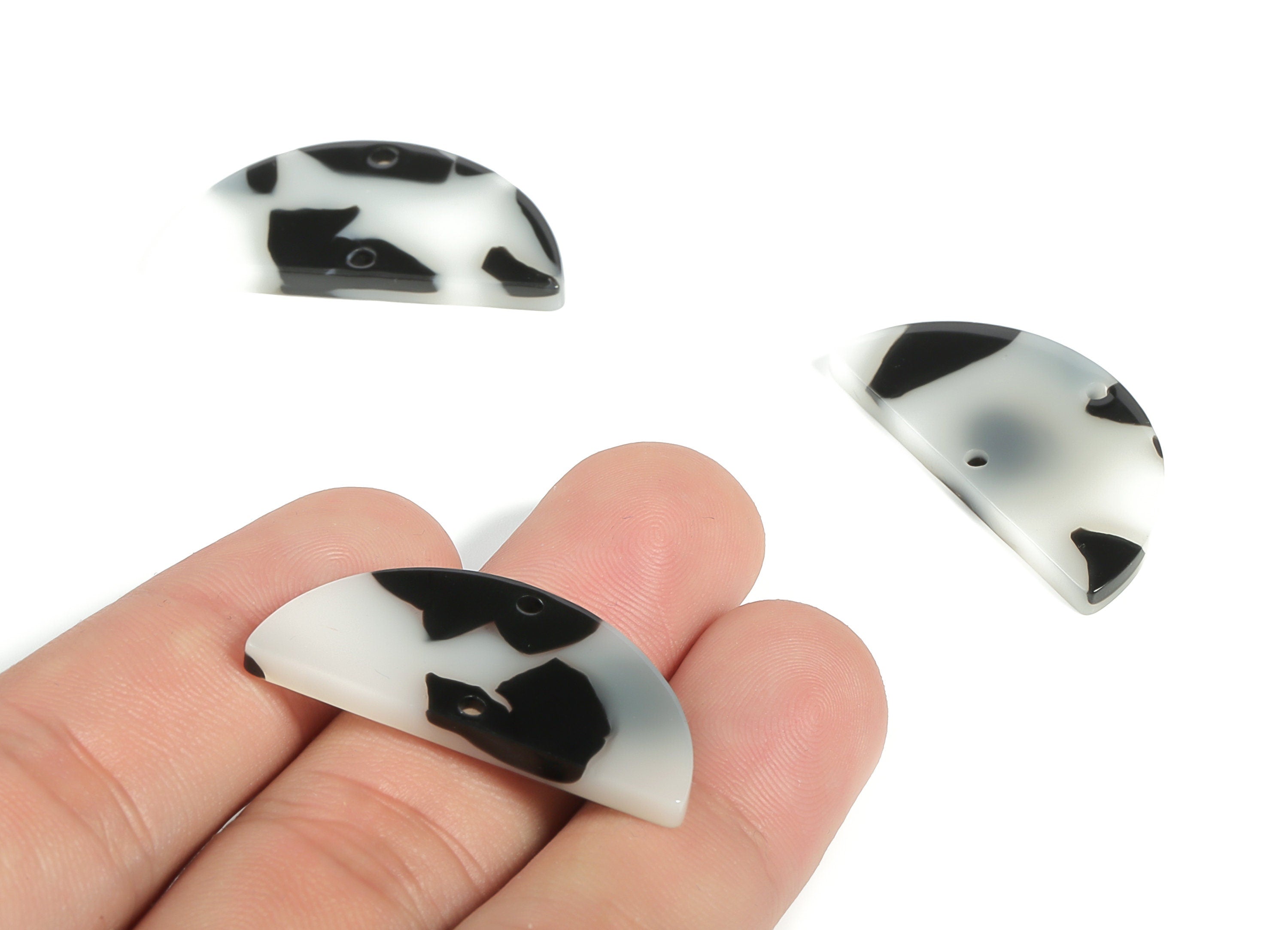 Acrylic Semicircle Earring Connectors - Acrylic Half Moon Charms - 2 Holes - Jewelry Supplies - Color Code:A616 - 34x17x3mm - AC1218-A616 - DOMEDBAZAAR