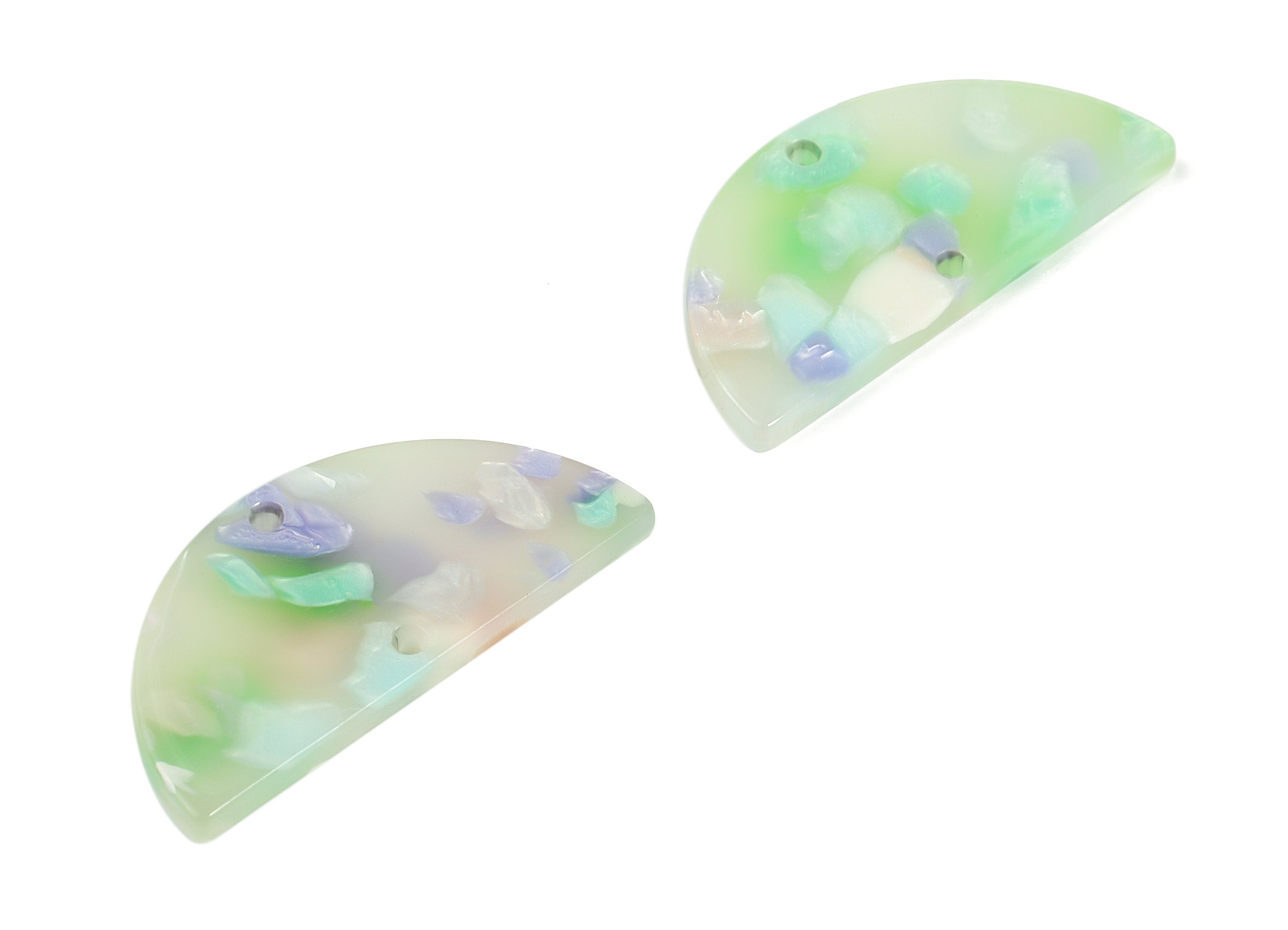 Acrylic Semicircle Earring Connectors - Acrylic Half Moon Charms - 2 Holes - Jewelry Supplies - Color Code:A598 - 34x17x2.7mm - AC1218-A598 - DOMEDBAZAAR