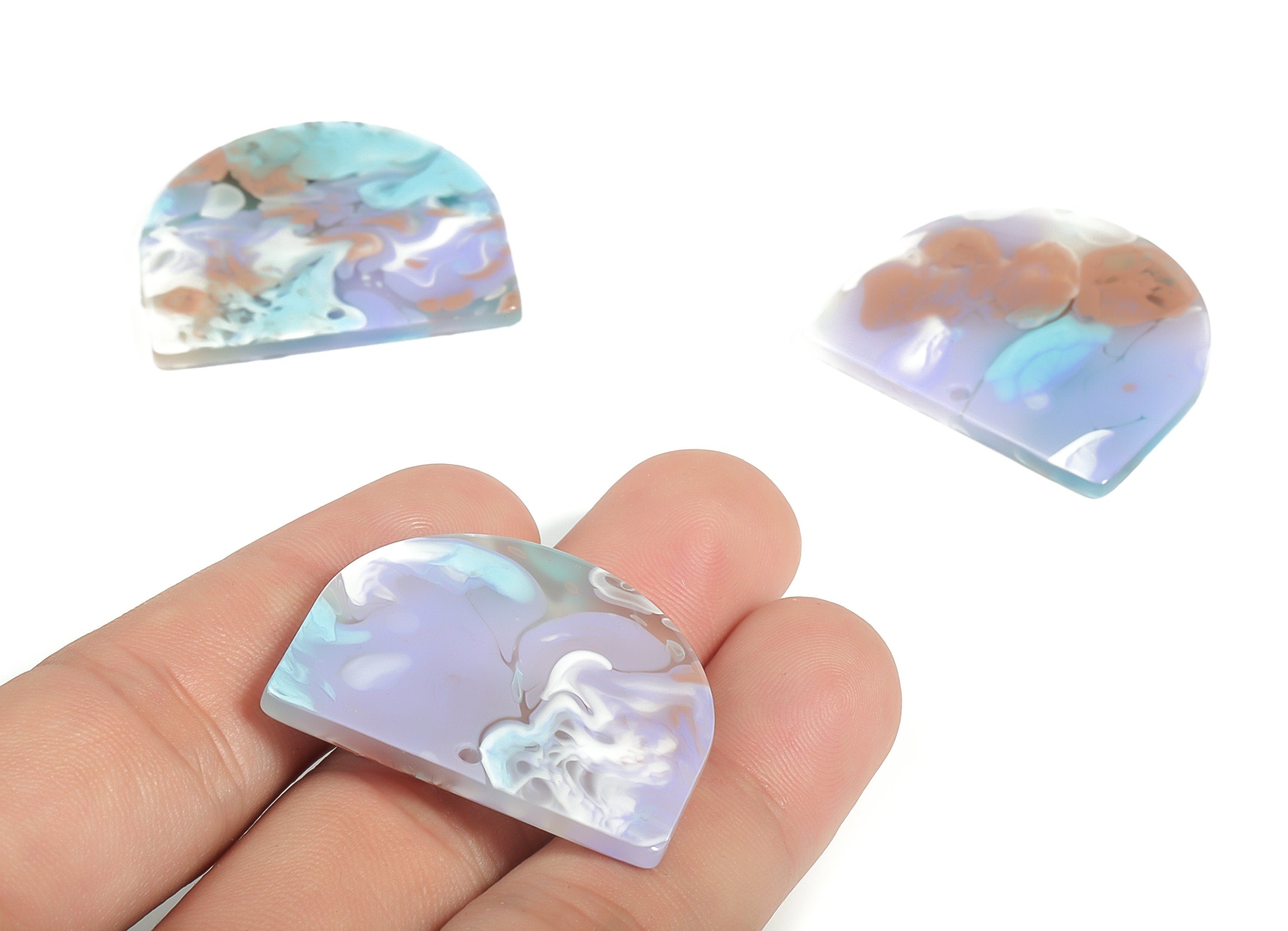 Acrylic D Earring Charms - Semi circle Pendant - Earring Findings - Jewelry Supplies - Color Code: A584 - 33.5x16.5x2.58mm - AC1094-A584 - DOMEDBAZAAR