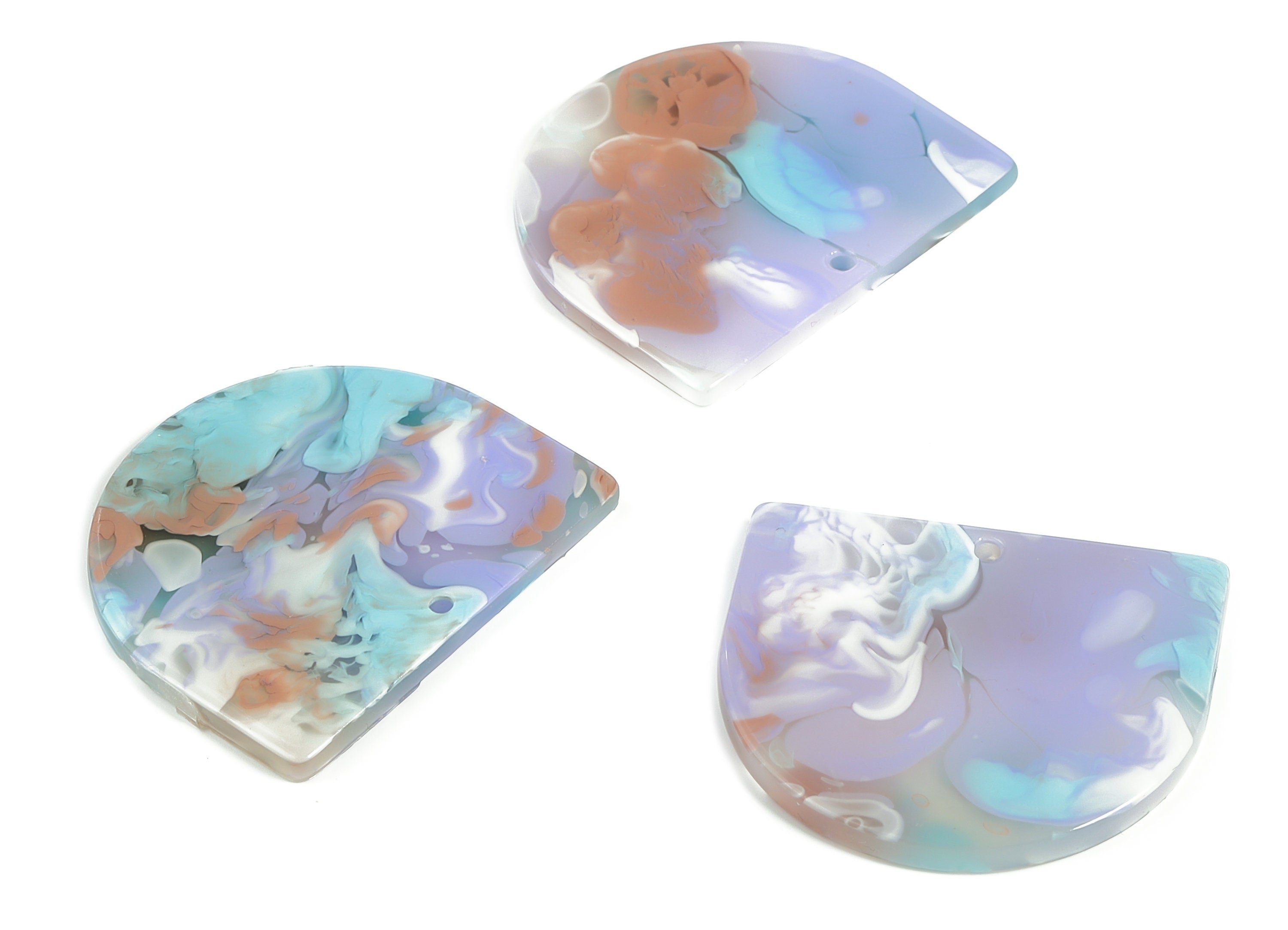 Acrylic D Earring Charms - Semi circle Pendant - Earring Findings - Jewelry Supplies - Color Code: A584 - 33.5x16.5x2.58mm - AC1094-A584 - DOMEDBAZAAR